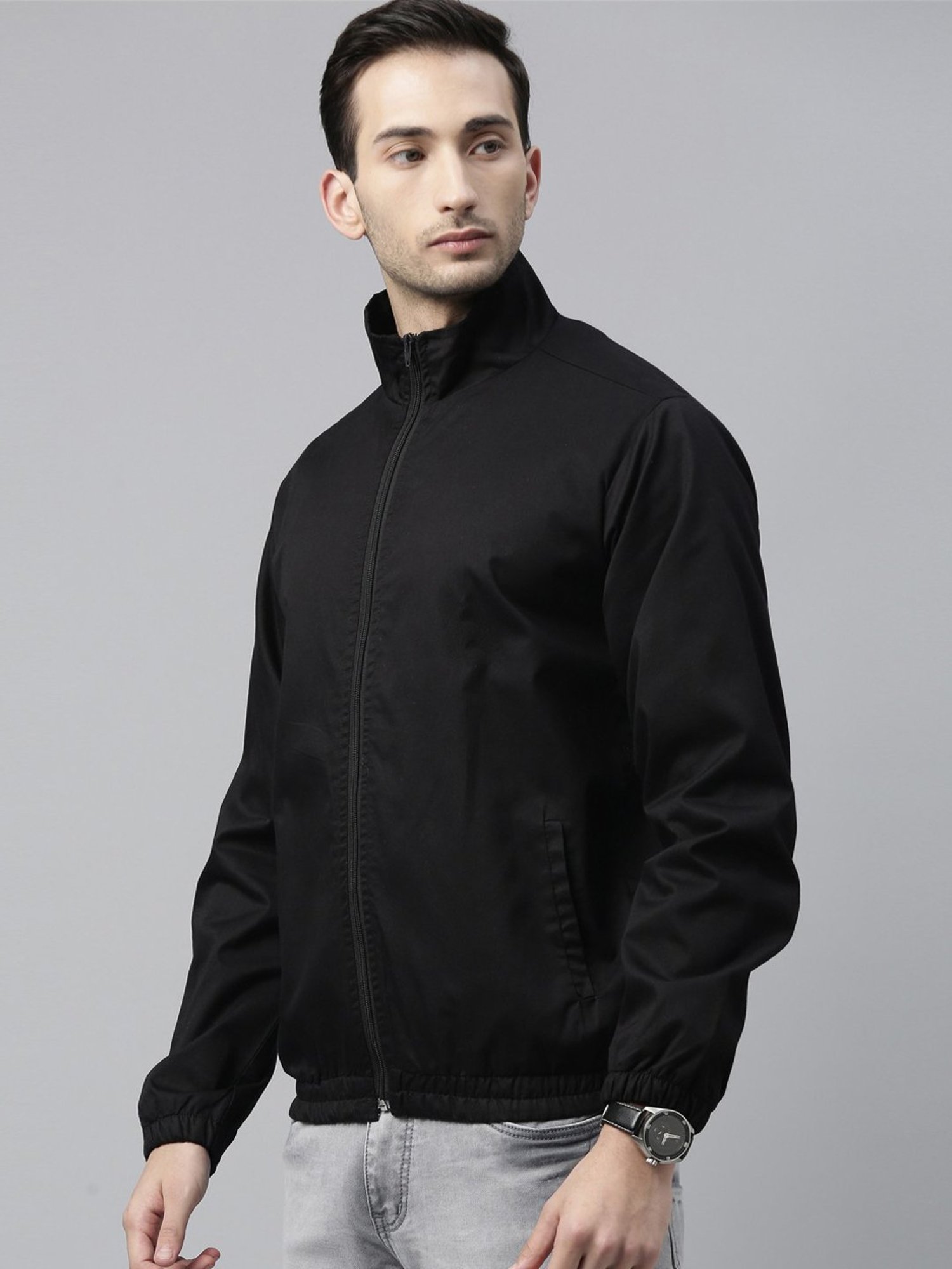 CINOCCI Black Cotton Slim Fit Jacket
