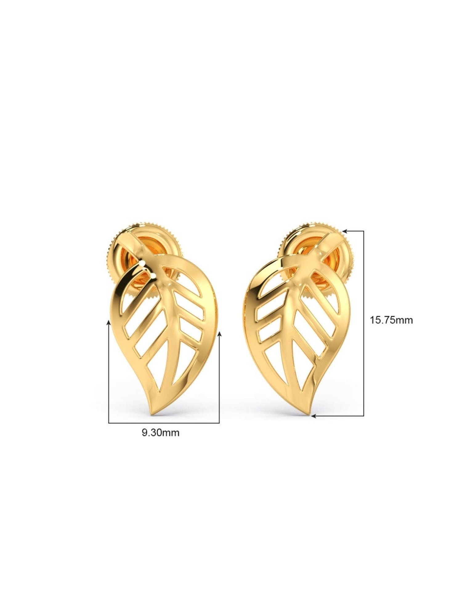 Candere by Kalyan Jewellers Peacock Collection 18k Yellow Gold Stud Earrings for Women