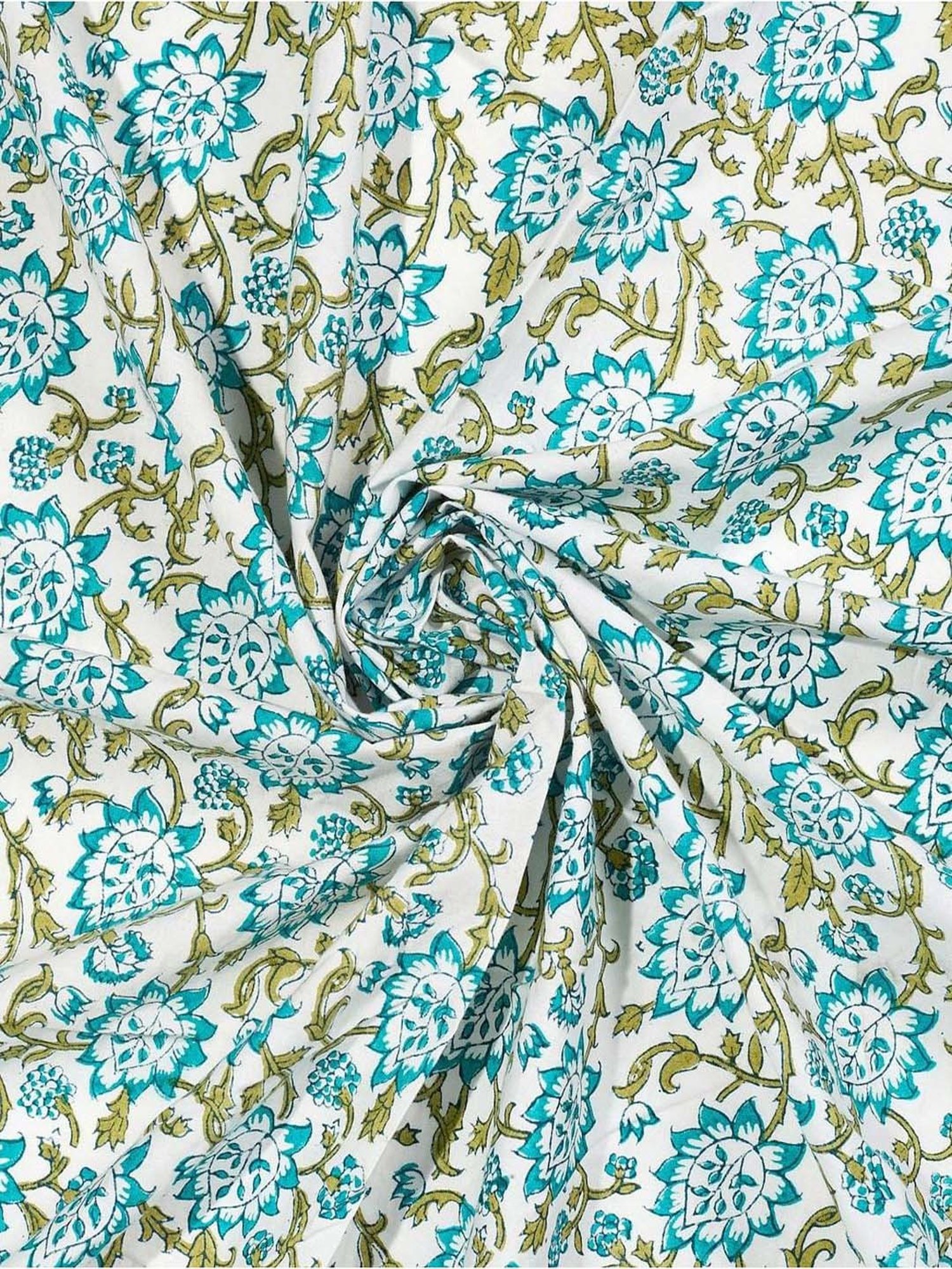 Fabindia Aqua Cotton 180 TC Single Bed Sheet With Pillow Cover