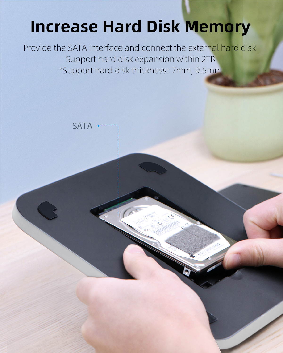 USB-C Hub with Hard Drive Adapter, Hagibis Type-C Docking Station & Stand for Mac Mini M1 with SATA, USB 3.0, SD/Micro SD Card Reader and USB 2.0 Ports Compatible with 2020 & 2018 Mac Mini MacBook