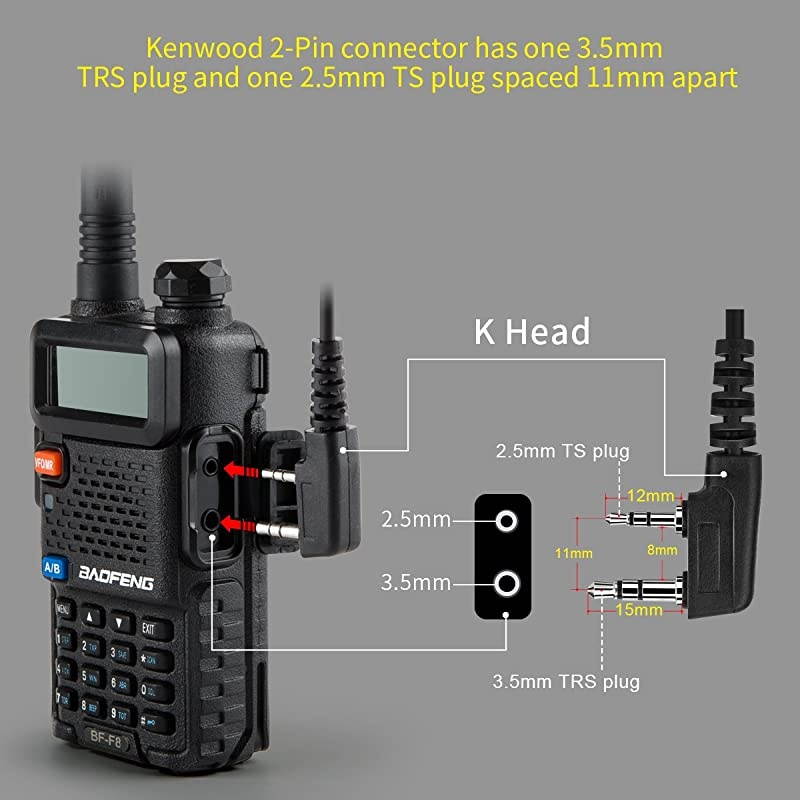 2Pin Covert Acoustic Tube Walkie Talkie Earpiece Two Way Radio Earpiece with a PTT Mic Compatible with Walkie Talkie Headset Brands Kenwood Puxing Wouxun Baofeng Pack of 2