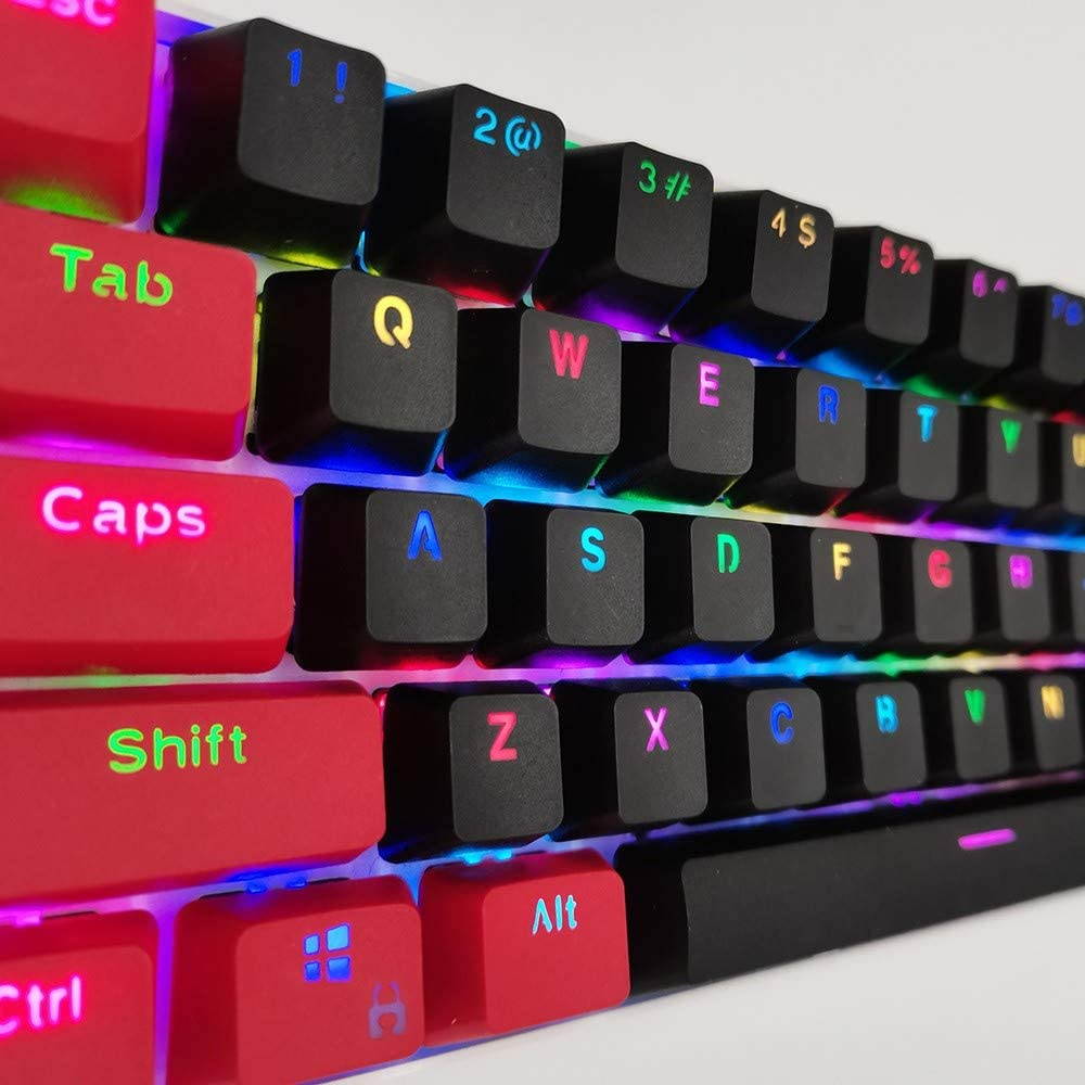CUUWE 61 PBT Keycaps for 60 Percent Keyboard, Backlit Keycap Set for Mechanical Gaming Keyboard OEM Profile Keycaps with Key Puller for Cherry MX Switches GH60/RK61/GK61/Annie pro 2
