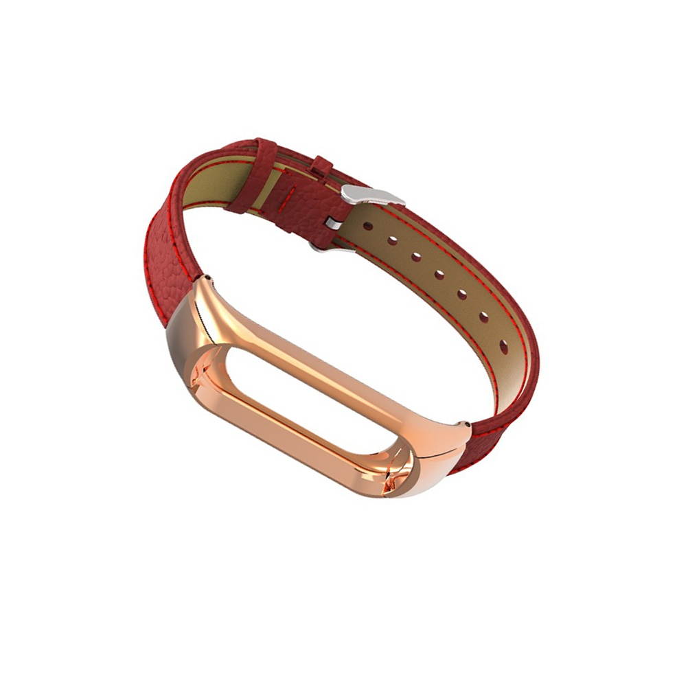 Fashion Casual Lichee Pattern Replacement Leather Strap for Xiaomi Mi Band 3 (Black)