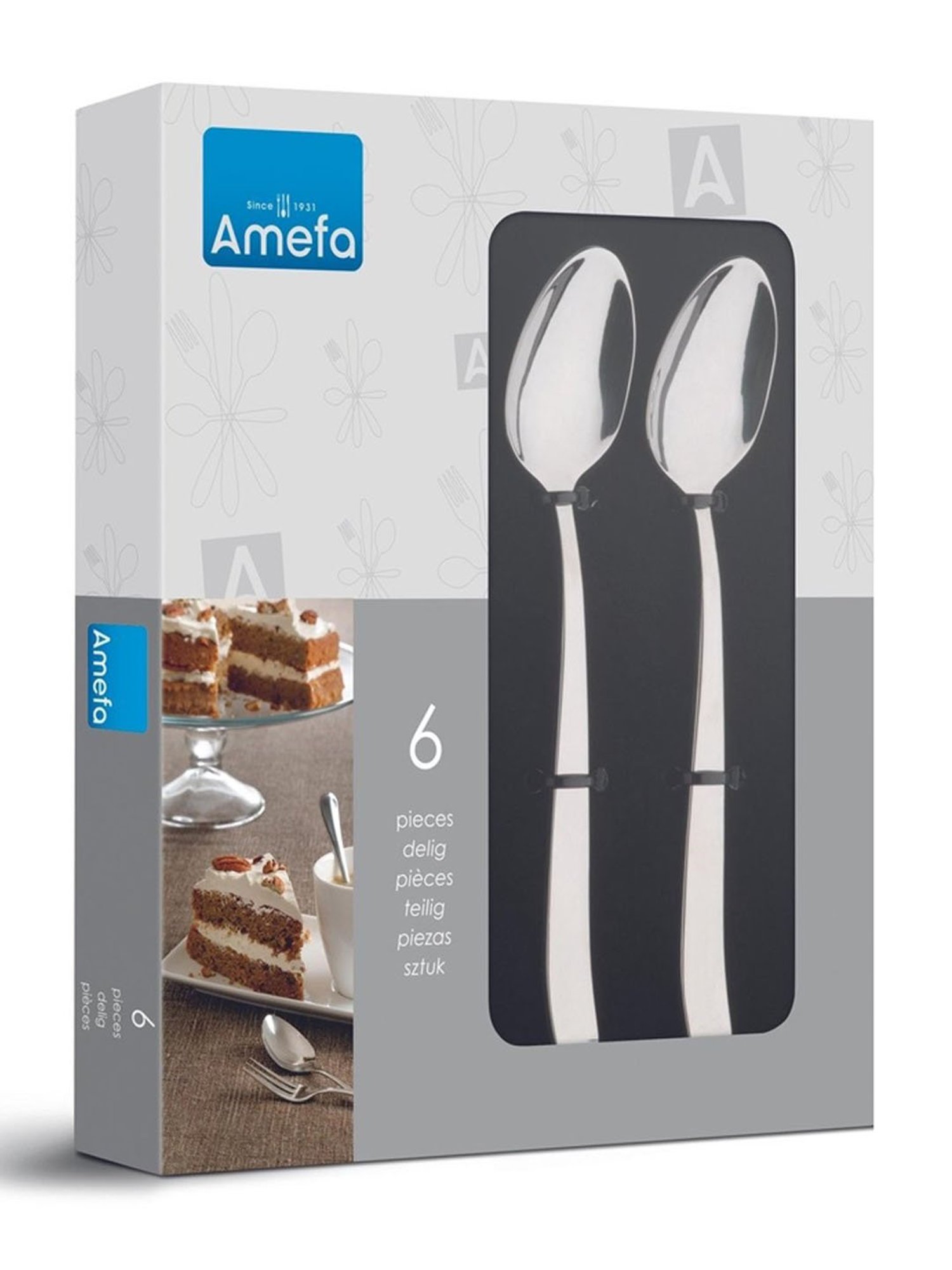 Amefa Martin Silver Stainless Steel Iced Teaspoon - Set of 6