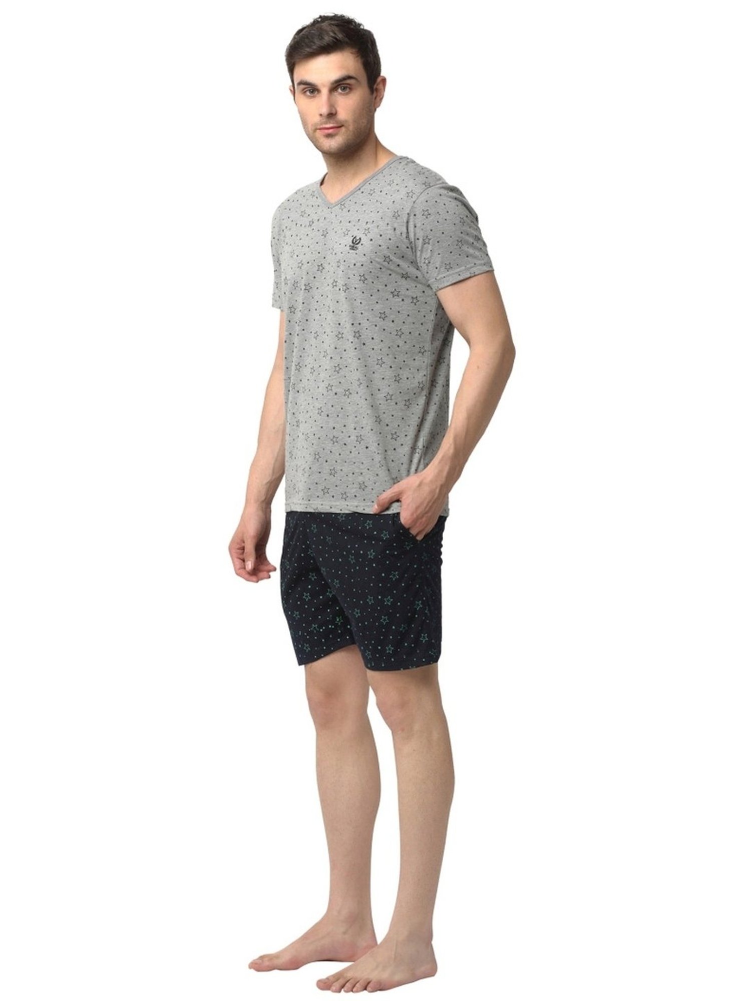 Crimsoune Club White Cotton Regular Fit Printed Lounge Shorts