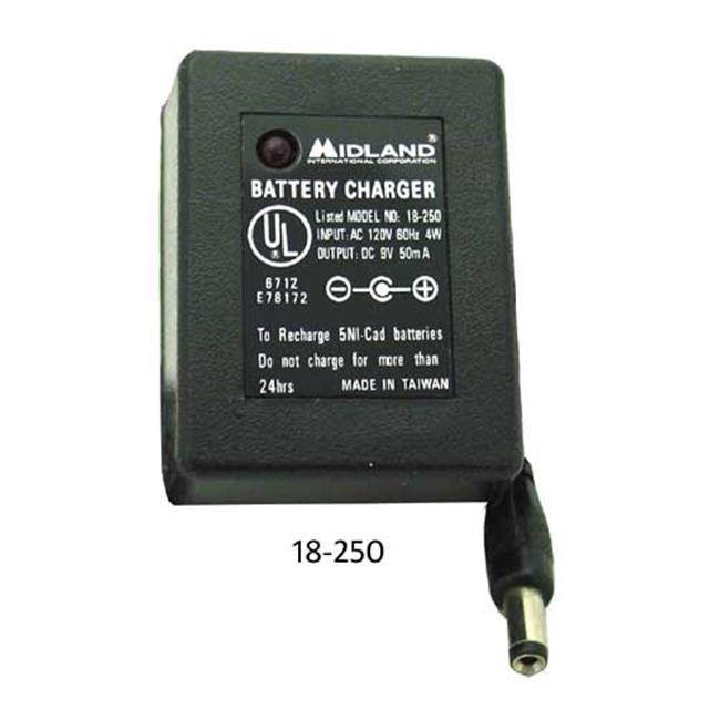 Midland 18250 18-250 AC Adapter - Input 120V 60Hz 4 watt - Outout 9V 50 MA