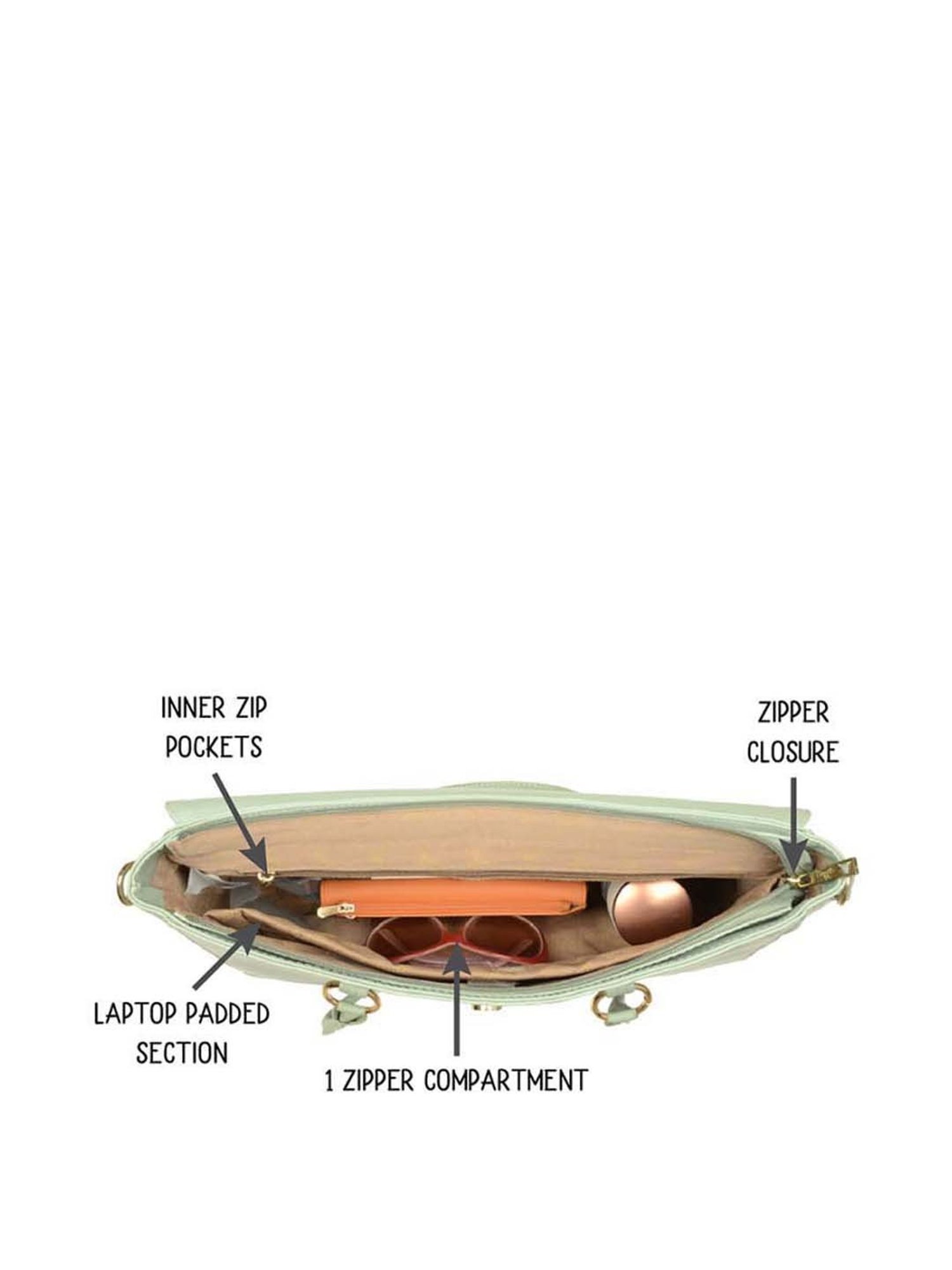 Baggit Green Textured Large Laptop Messenger Bag