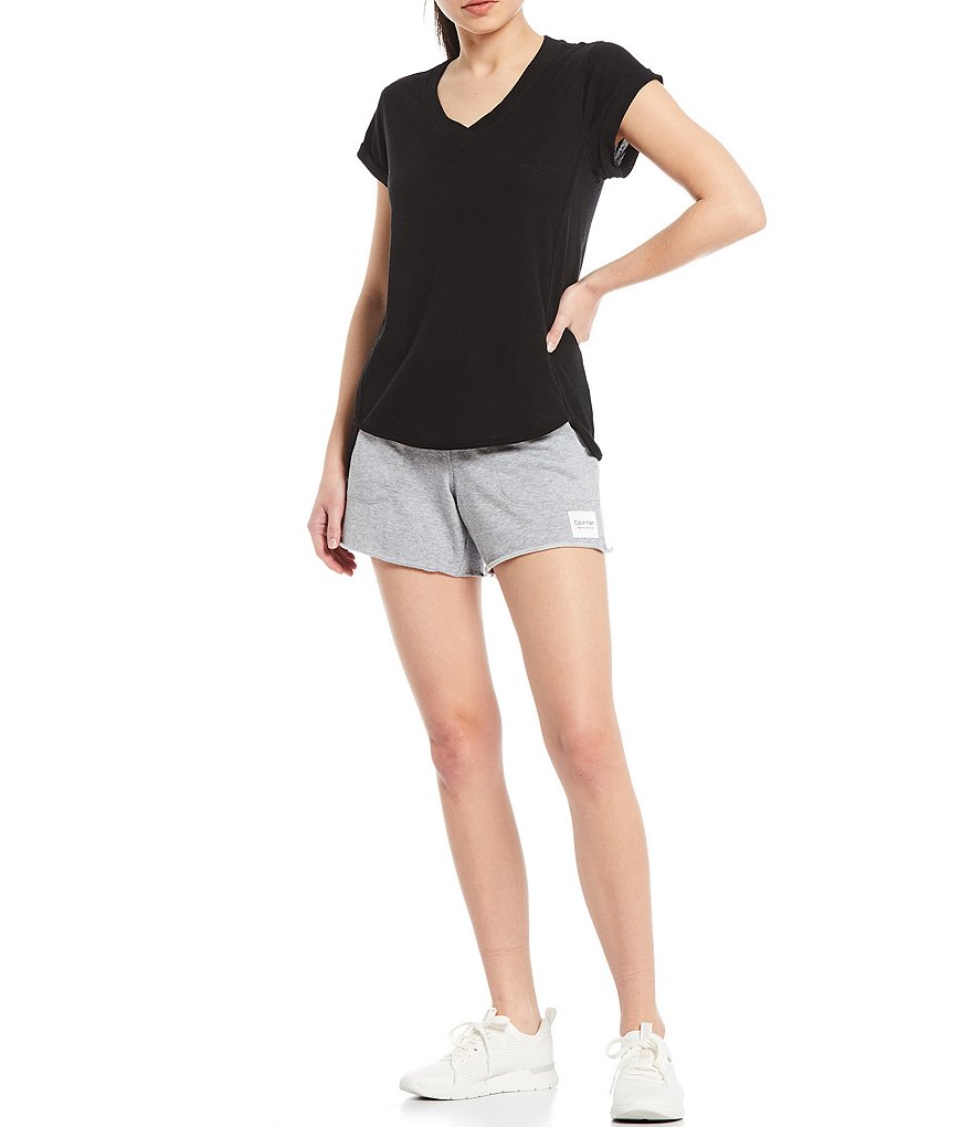 Calvin Klein Performance Tic Tac Toe Roll Cuff Short Sleeve V-Neck Top