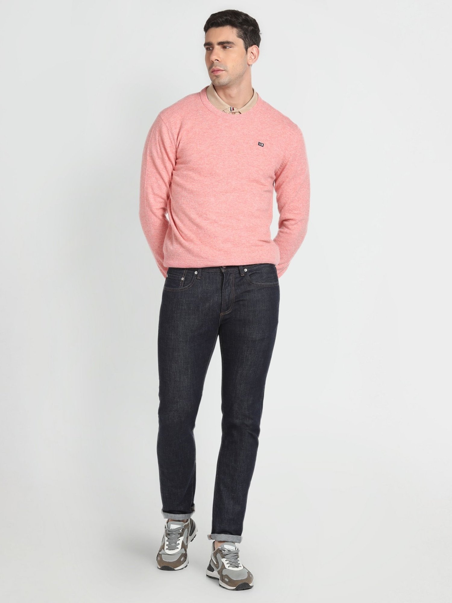 Arrow Sport Soft Pink Regular Fit Sweater