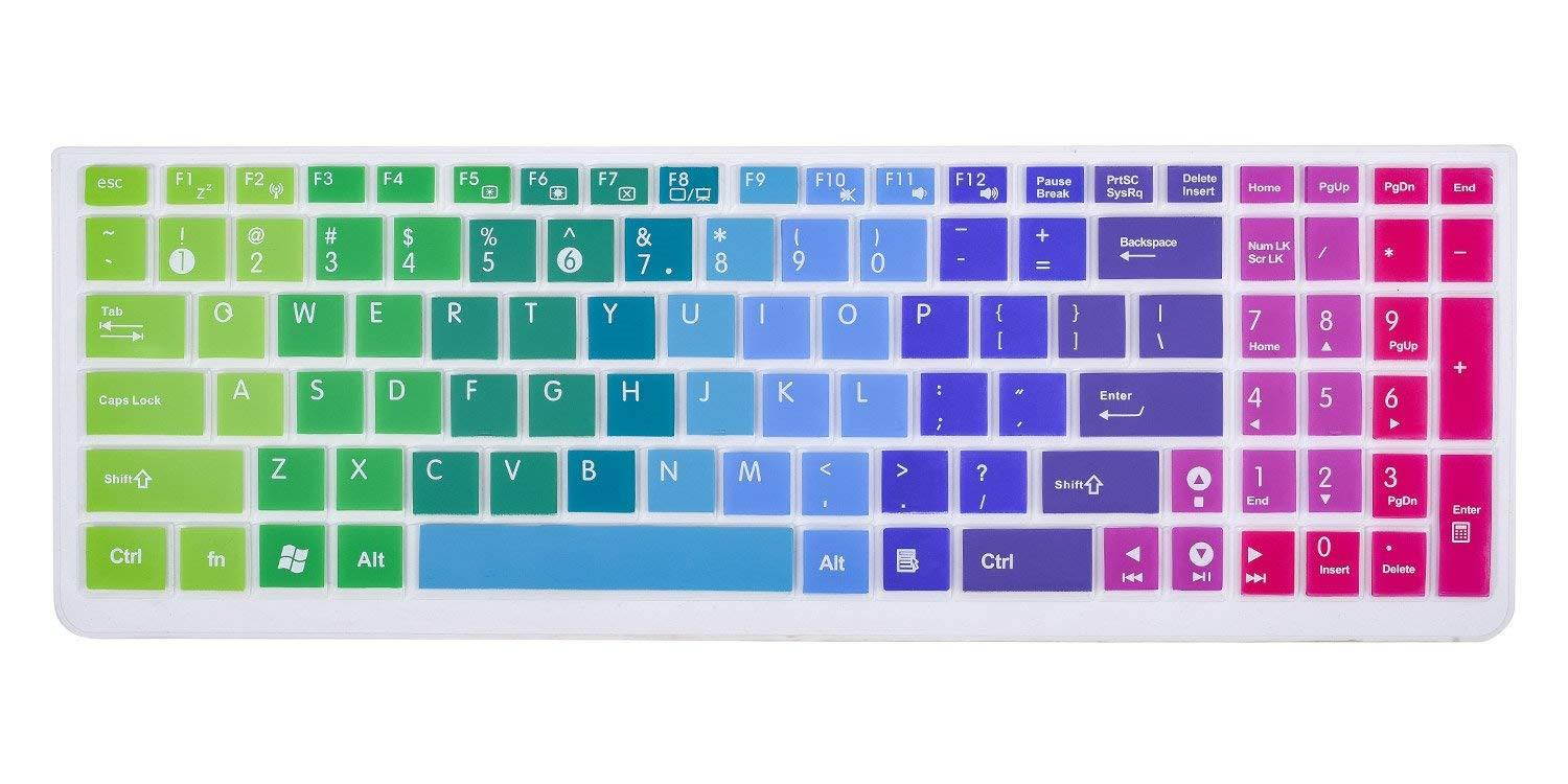 CaseBuy Keyboard Cover for ASUS K501UX K501LX GL502VY GL502VT GL551 GL552VW GL552JX Q503UA Q552UB Q553UB Q524UQ Q534UX X540SA F554LA F555 F556UA R556LA N551JQ X550ZA X751LAV GL752VW(Rainbow)