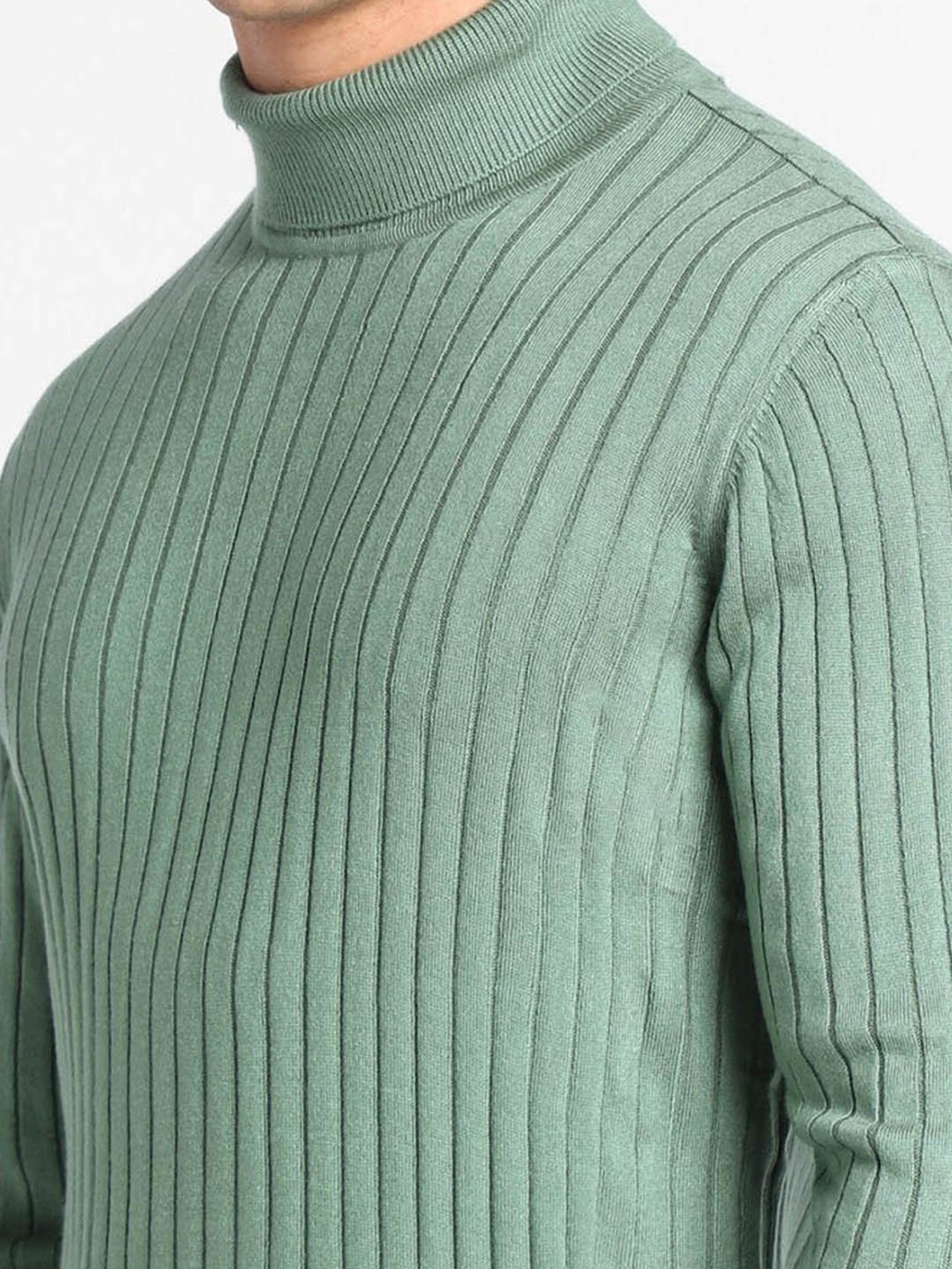 Forever 21 Green Regular Fit Self Pattern Sweater