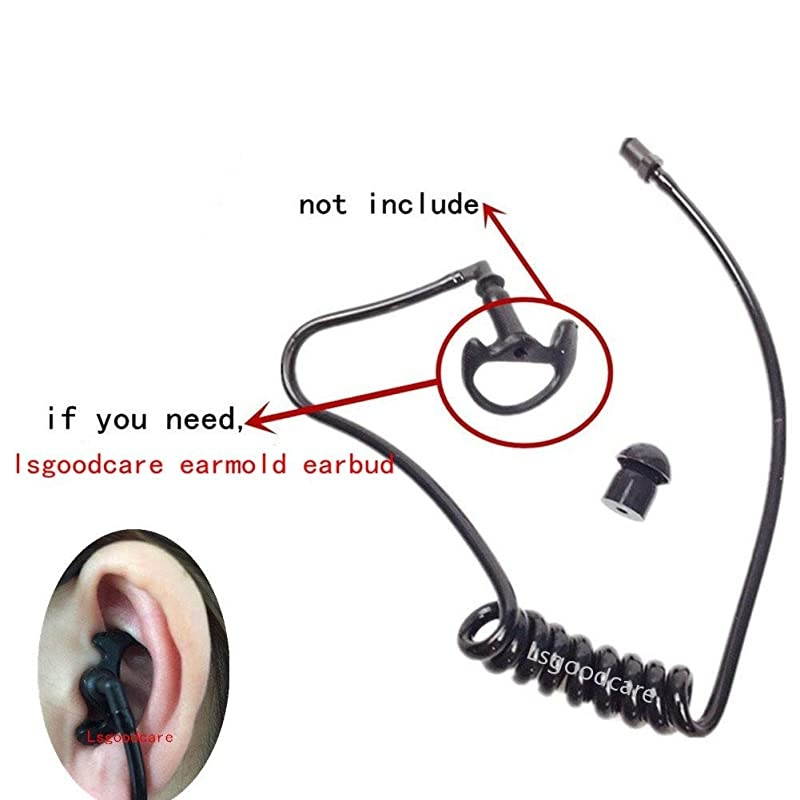 Replacement Coil Tube Black Twist On Acoustic Audio Tube with Earbuds Eartips Compatible for Motorola Midland Kenwood Two Way Radio Pack of 10 by
