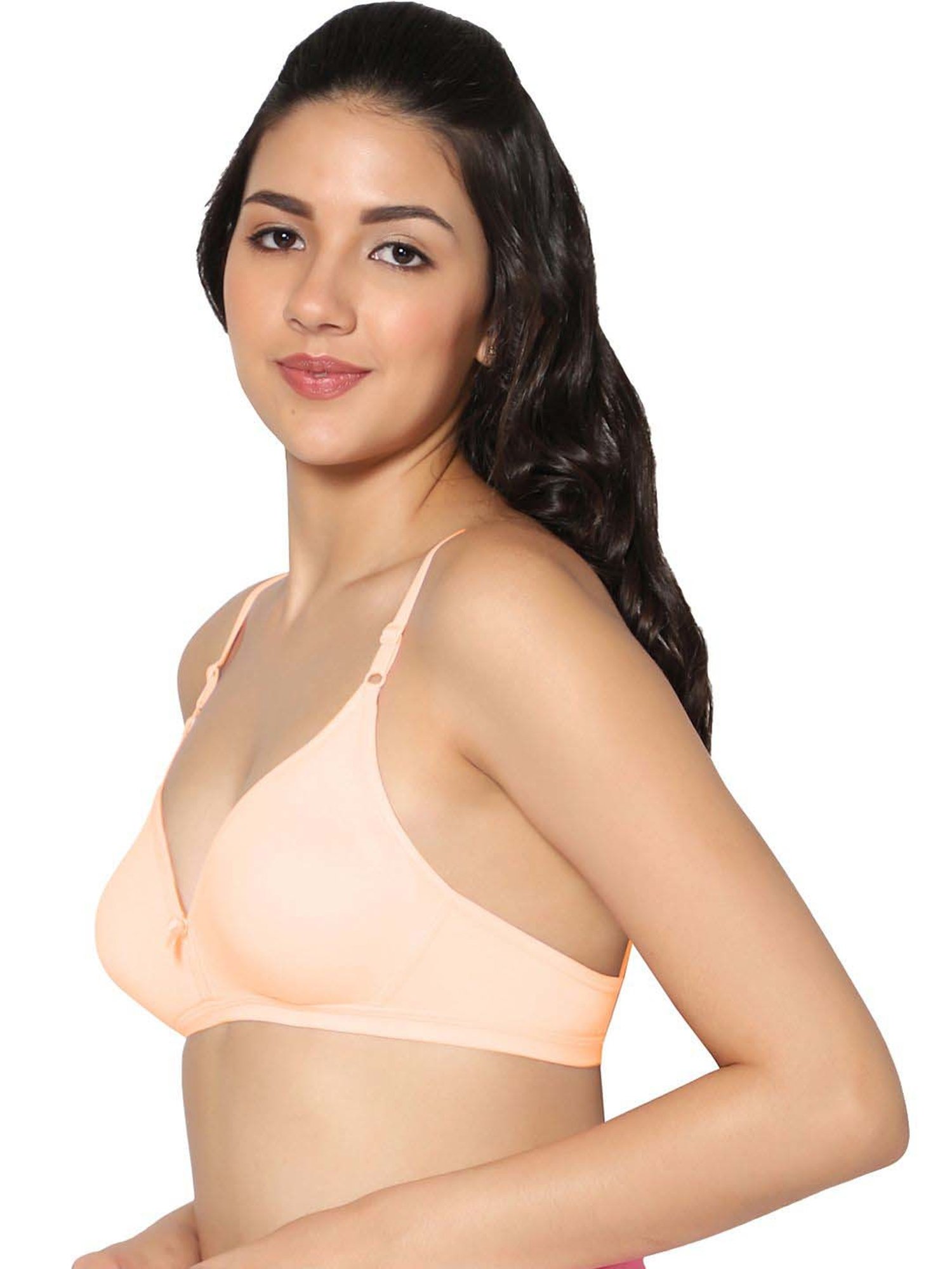 IN CARE Peach & Red Cotton T-Shirt Bras - Pack Of 2