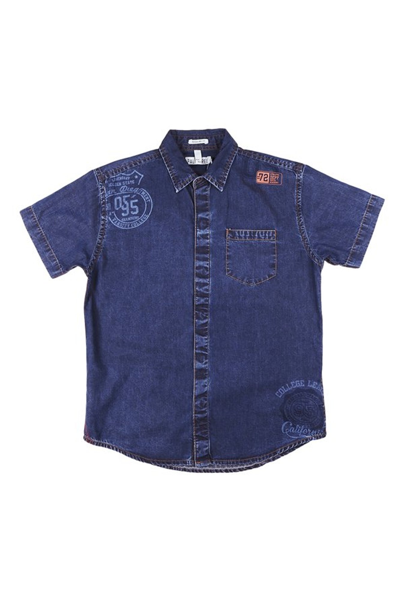 Gini & Jony Boys Palm Tree Navy Solid Shirt