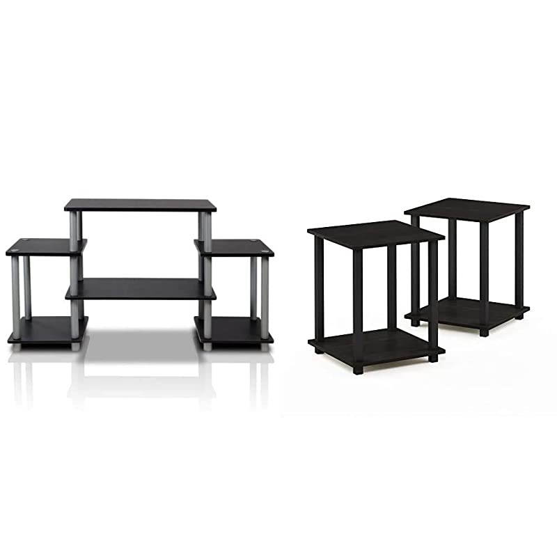 TurnNTube No Tools Entertainment TV Stands BlackGrey amp Simplistic End Table EspressoBlack