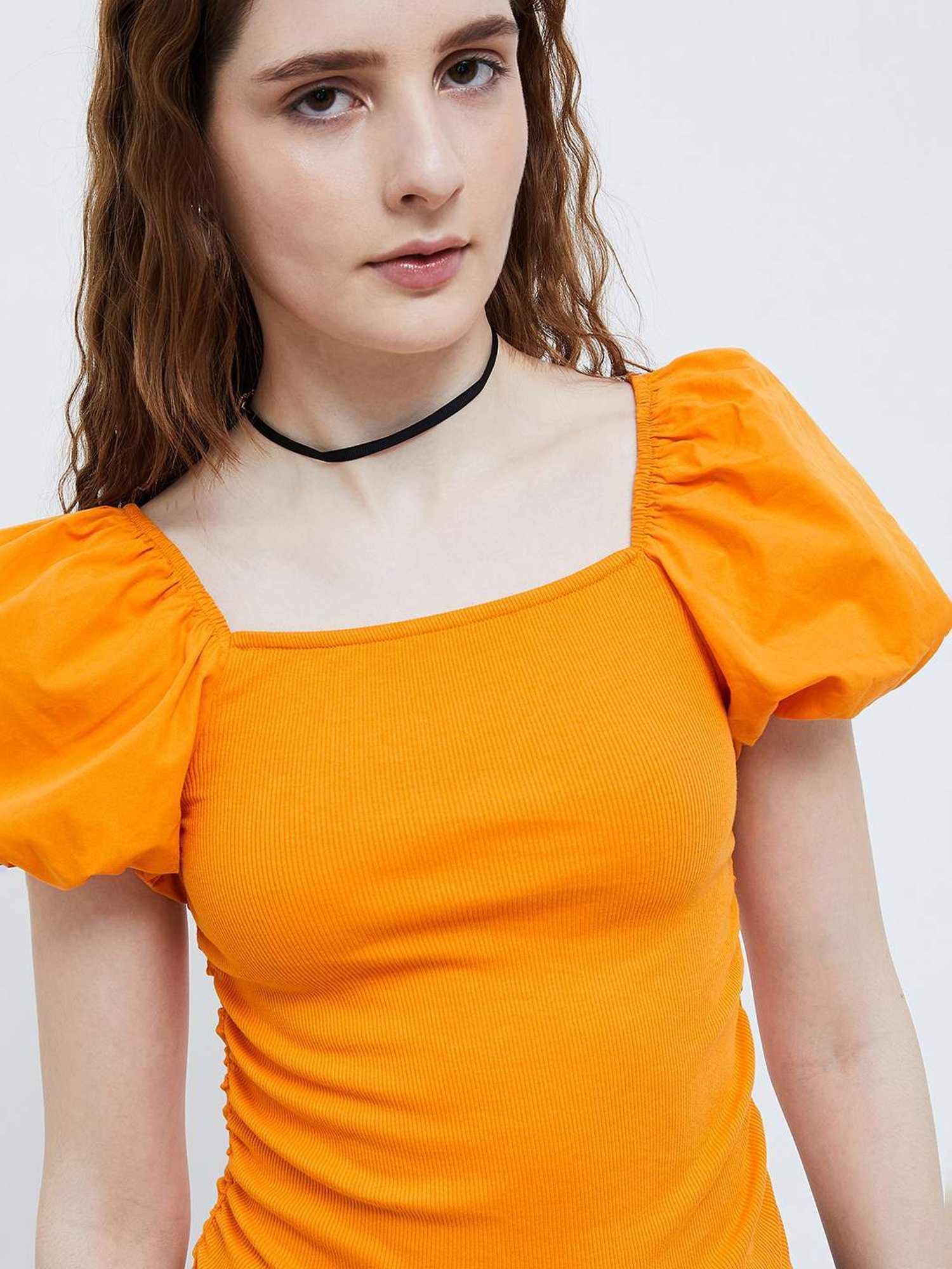 Ginger by Lifestyle Orange Cotton Striped Top