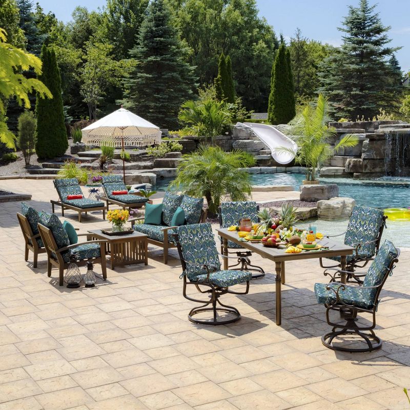 Aurora Damask Deep Seat Outdoor Cushion Set Sapphire - Arden Selections