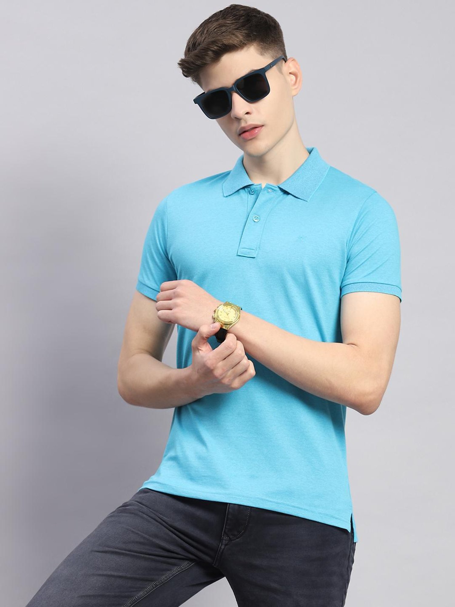 Monte Carlo Firozi Cotton Regular Fit Polo T-Shirt