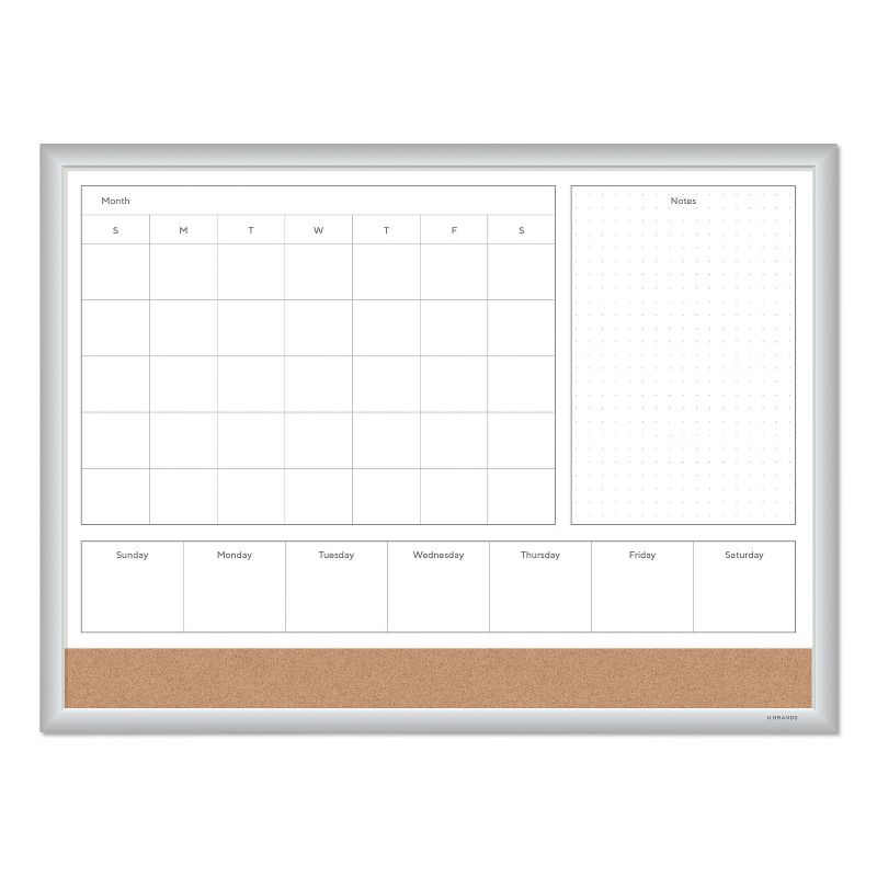 U Brands 4N1 Magnetic Dry Erase Combo Board, 24 x 18, White/Natural 3890U0001