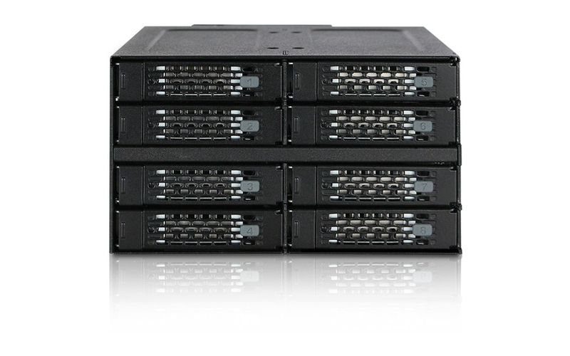 Icy Dock ToughArmor MB508SP-B Drive Enclosure for 5.25" 6Gb/s SAS, Serial ATA/600 - Mini-SAS HD Host Interface Internal - Black - 8 x HDD Supported