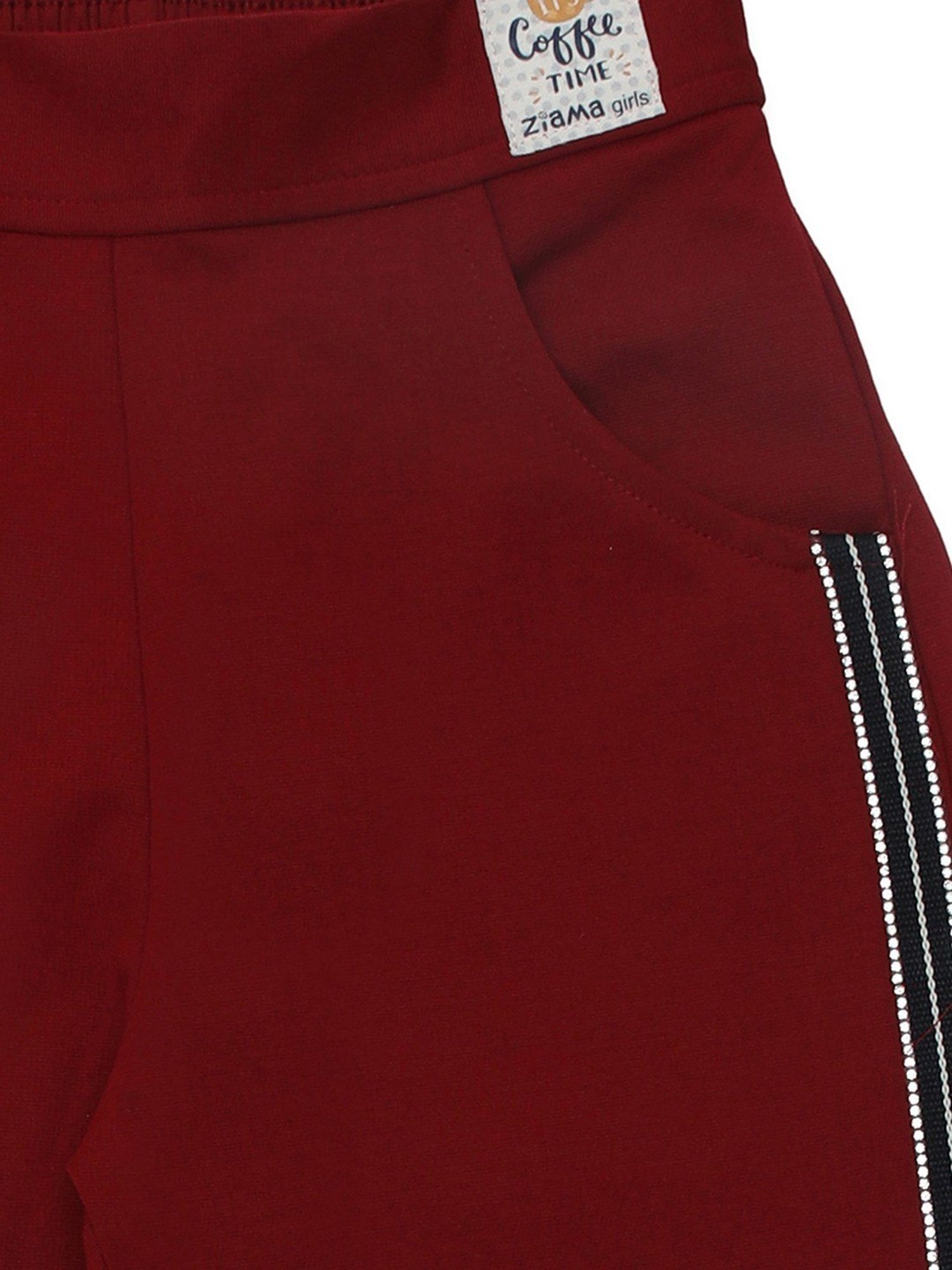 ZIAMA Girls Wine Striped Capri