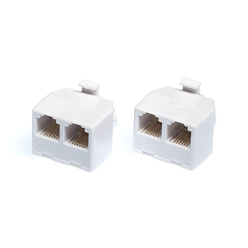 Jack Phone Wall Adapter 2 Pack White 2Way Phone Splitter 2 Lines Wall Jack Phone RJ11 Adapter