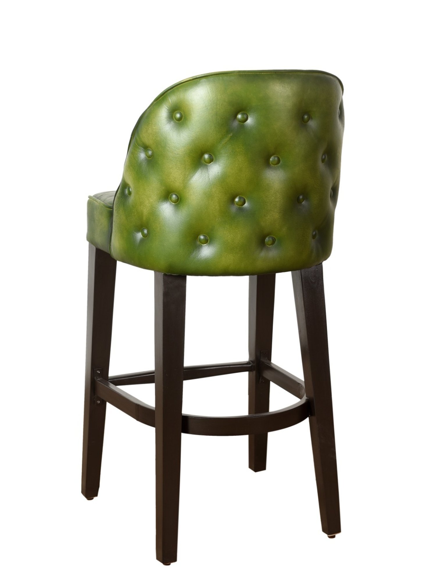 Artisans Rose English Pub Chesterfield Green Sheesham Wood & Leather Bar Chair