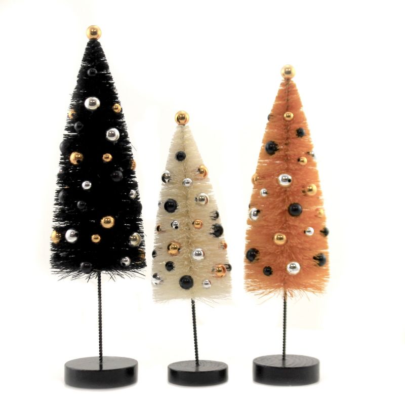 Halloween 11.0" Halloween Confetti Trees Set/3 Bottle Brush Ornament Tree  -  Decorative Figurines