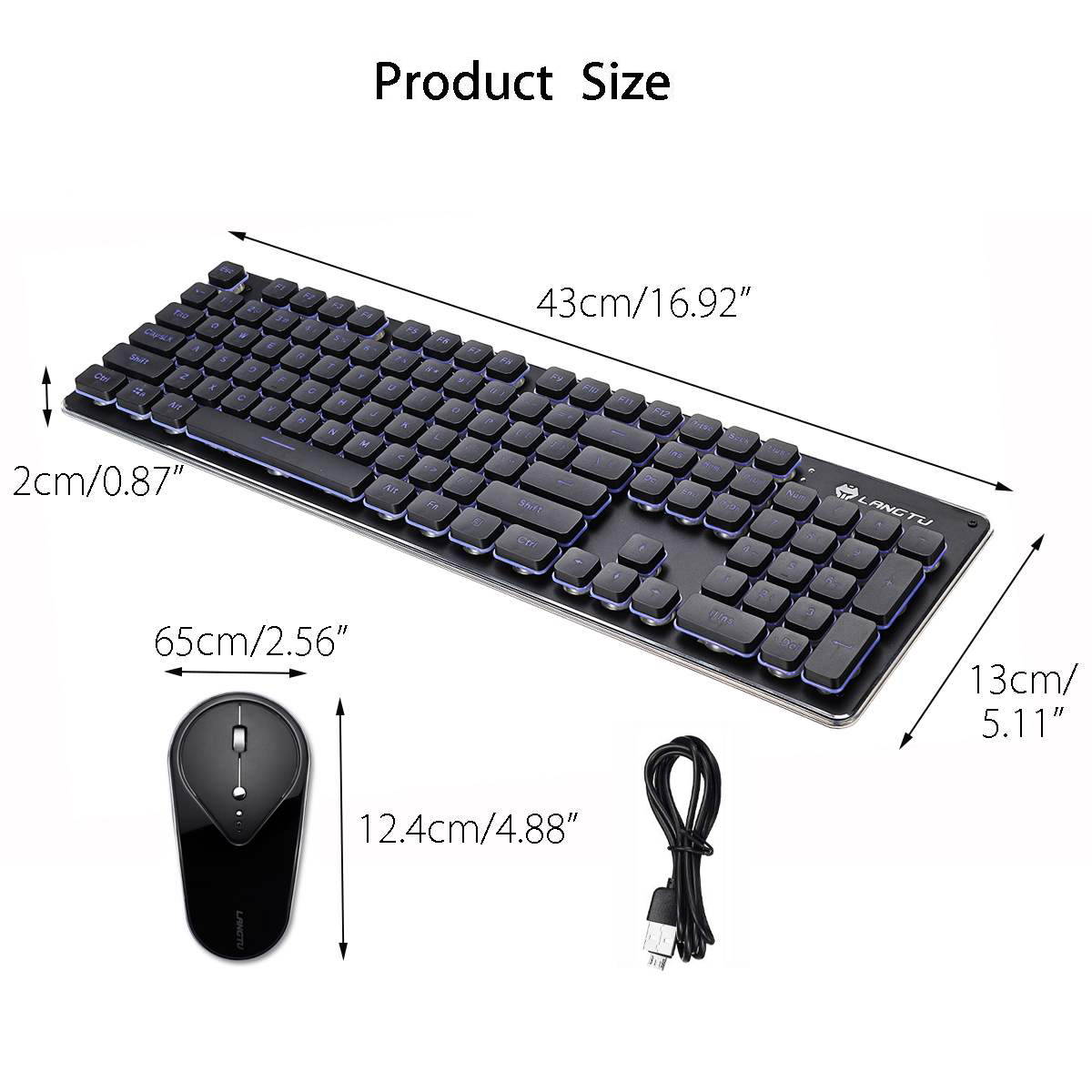 Wireless Rechargeable Gaming Keyboard and Mouse set, 104Keys 2.4G Wireless backlight Waterproof Keyboard and Silent Mouse for PC Laptop