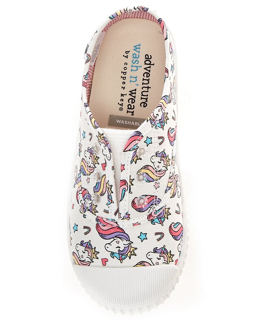 Copper Key Adventure Wear Girl's Budeee-A Washable Eyelet Unicorn Print Sneakers (Toddler)