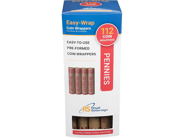 Royal Sovereign FSW112P Preformed Coin Wrappers, 112 Penny Coin Wrappers