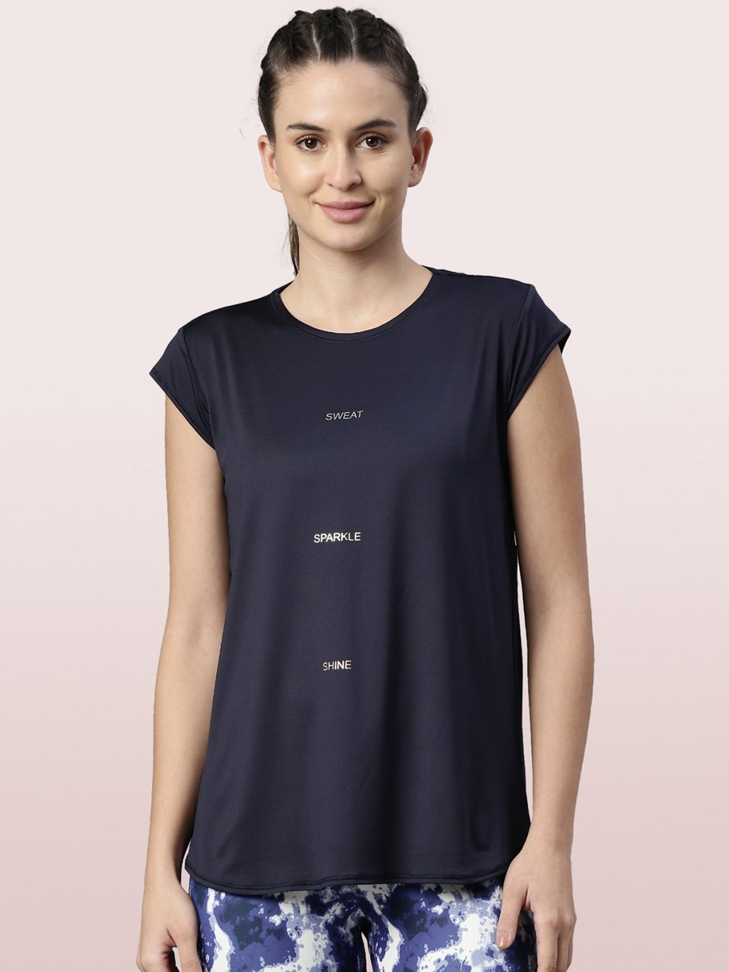 Enamor Navy Relaxed Fit Crew T-Shirt
