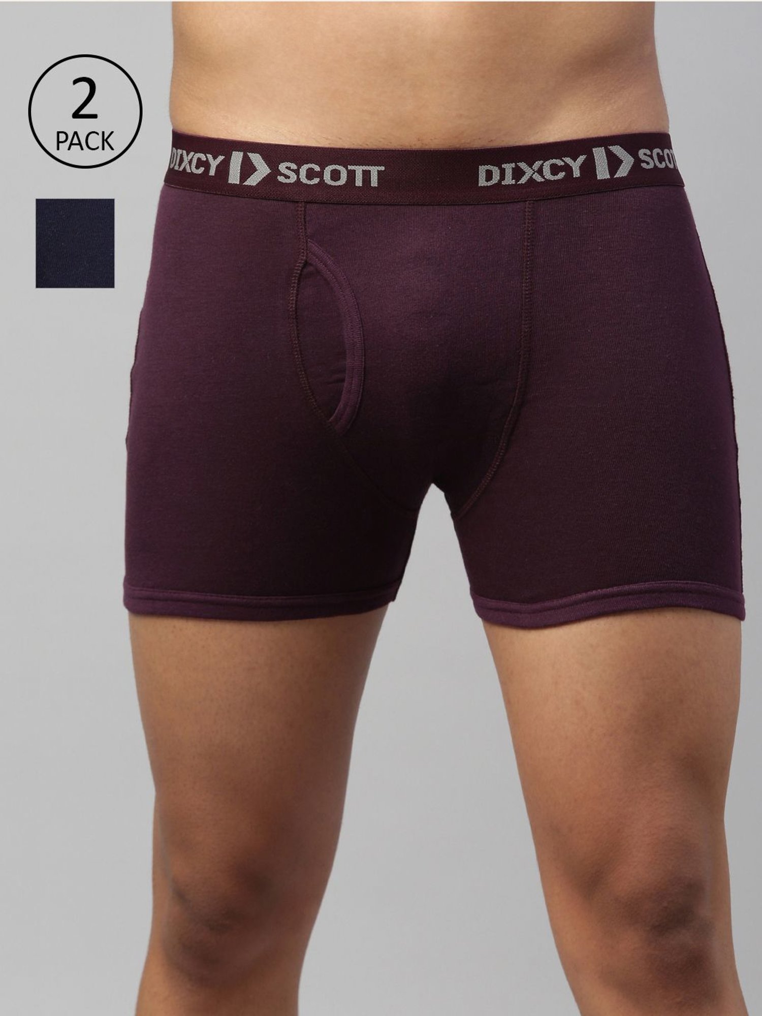 DIXCY SCOTT MAXIMUS Wine Red & Navy Cotton Regular Fit Trunks - Pack Of 2