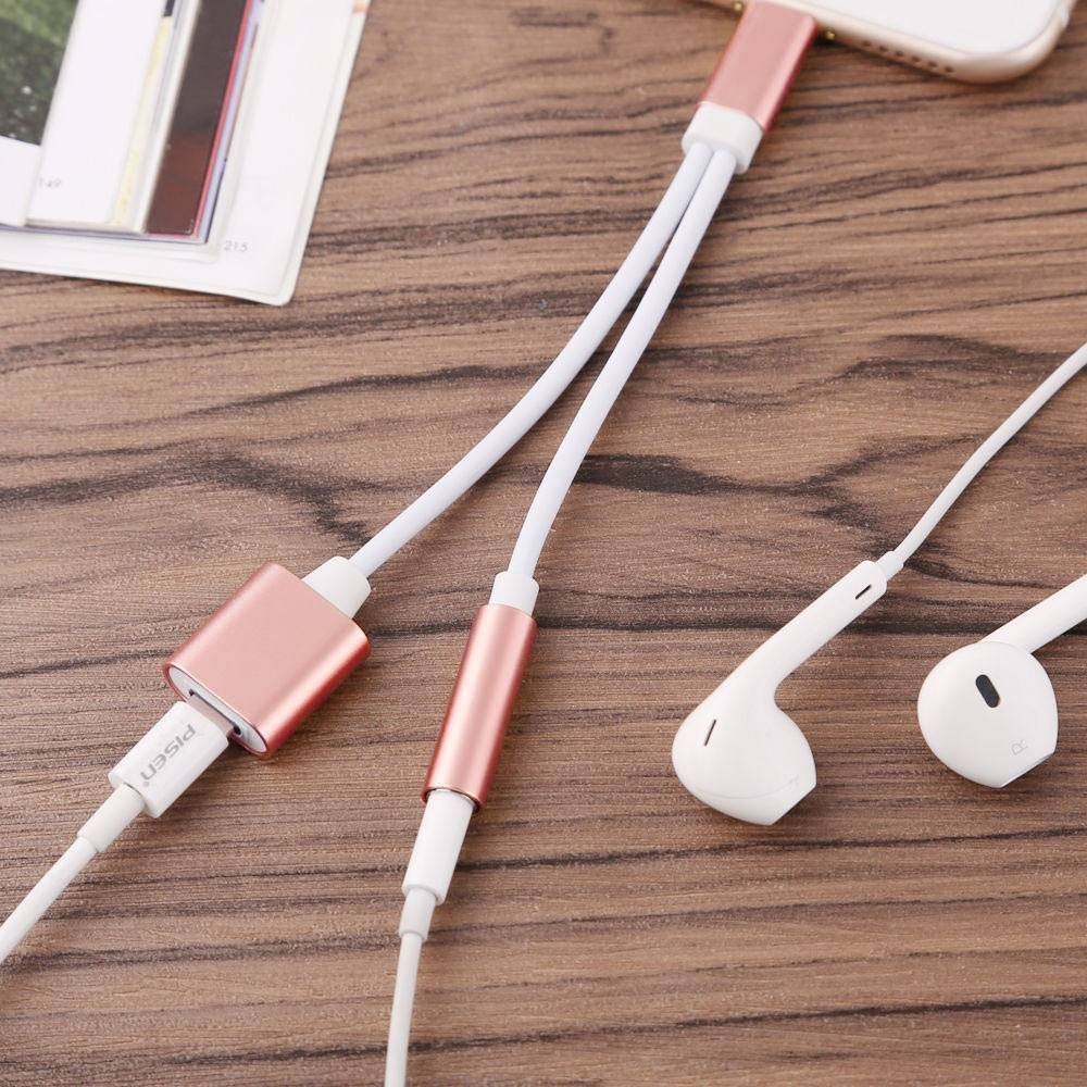 2in1 Audio Charger Aux Connector Adapter Audio Cable Headset Lightning Adapter-Color Random