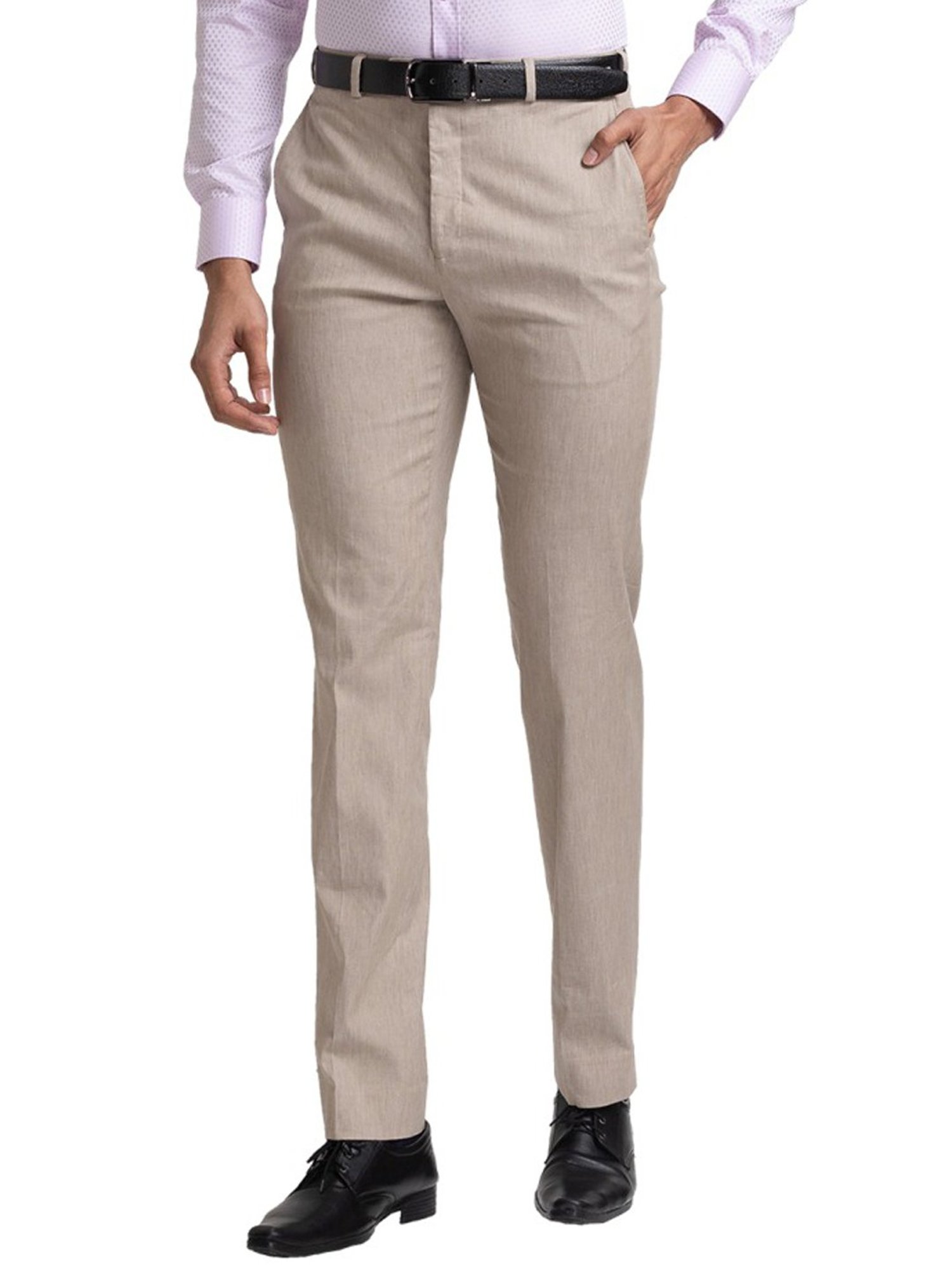 Raymond Beige Contemporary Fit Trousers