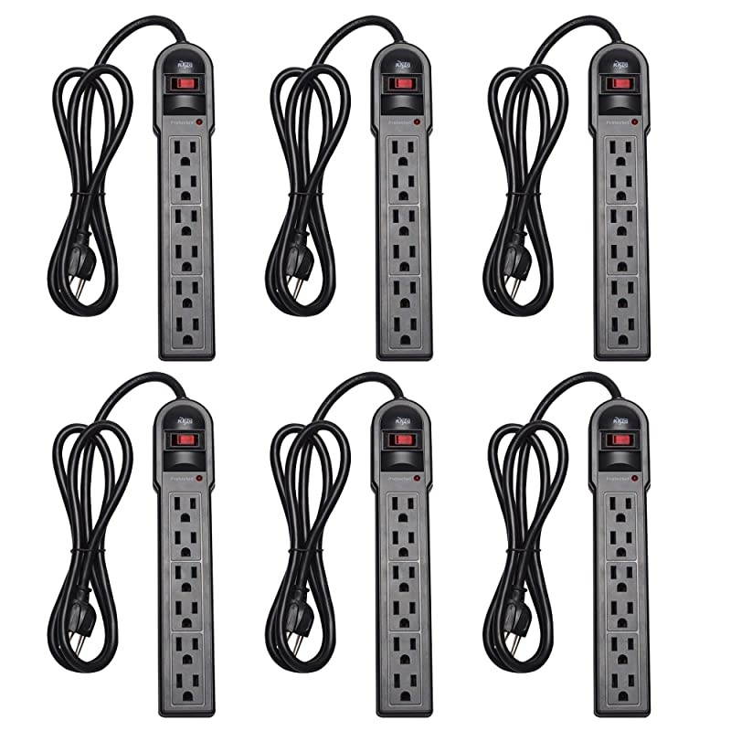 6-Outlet Surge Protector Power Strip 6 Pack