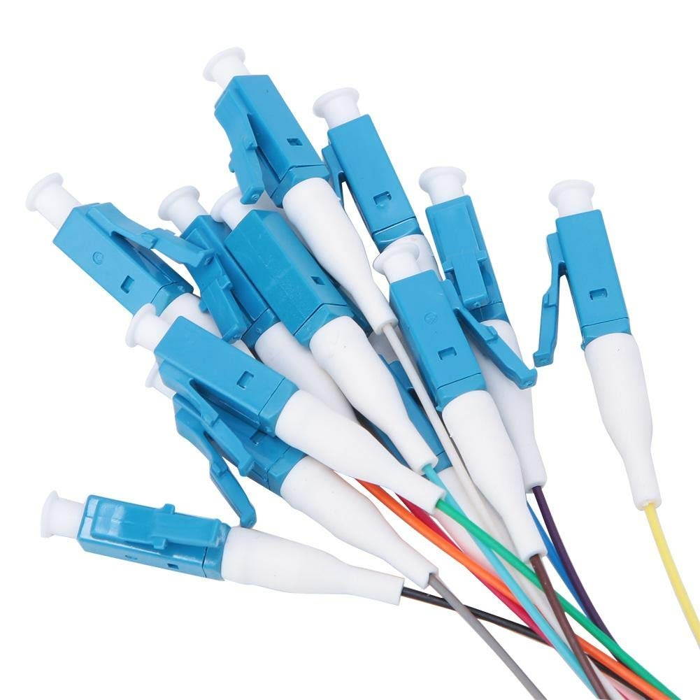 Fiber Optic Pigtail 12 Strand Fiber Optic Pigtail LC/UPC Single Mode Low Insertion Loss with Ceramic Ferrule 1.5m for Optical Fiber LAN Optical Fiber Communication System