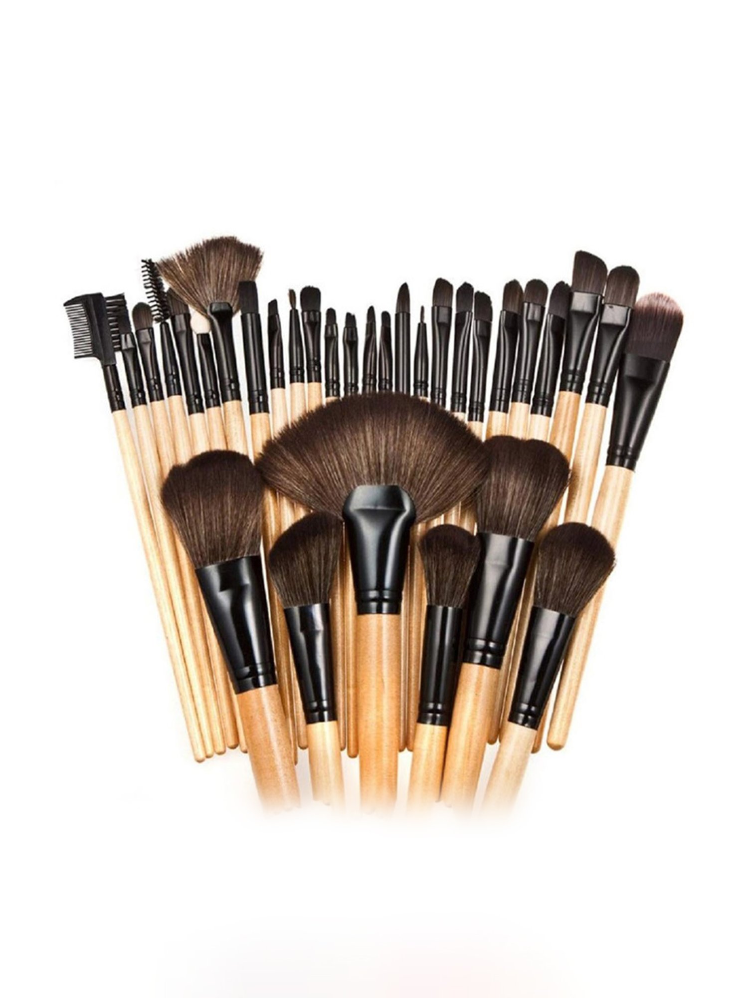 Bronson Professional Makeup Brush Set with Luxury Faux Leather Case - Set of 32