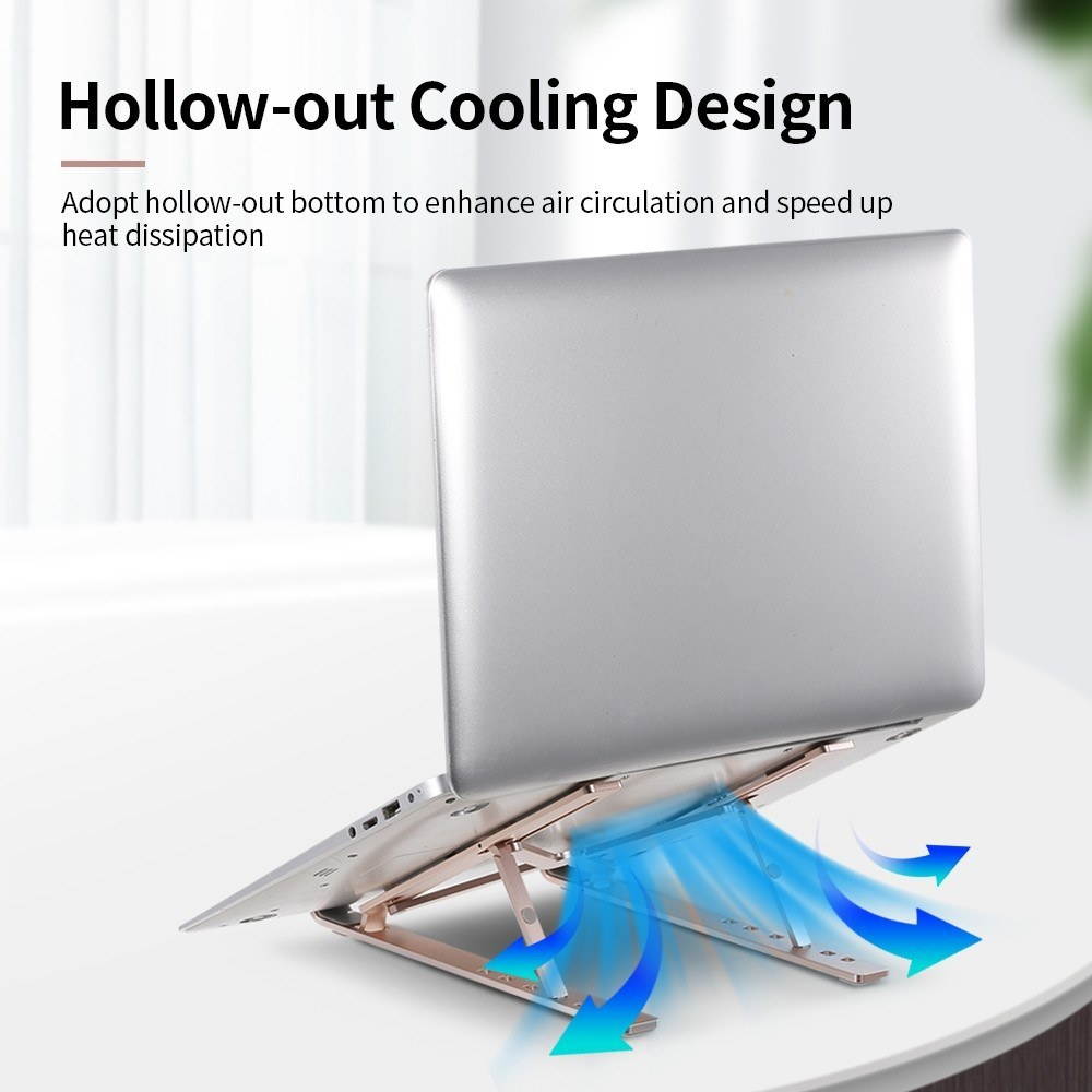 Laptop Stand Portable Aluminum Alloy Laptop Stand Foldable Non-slip Notebook Holder Black