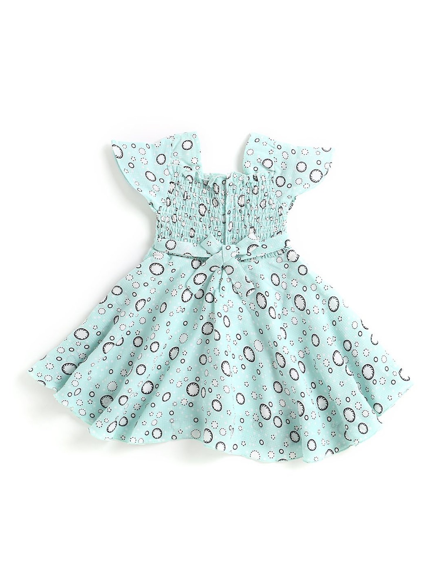 The Magic Wand Kids Blue Printed Dress with Belt