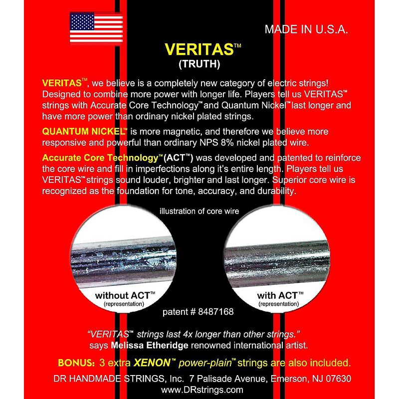 DR Strings VERITAS - Accurate Core Technology Light and Heavy Electric Guitar Strings (9-46)