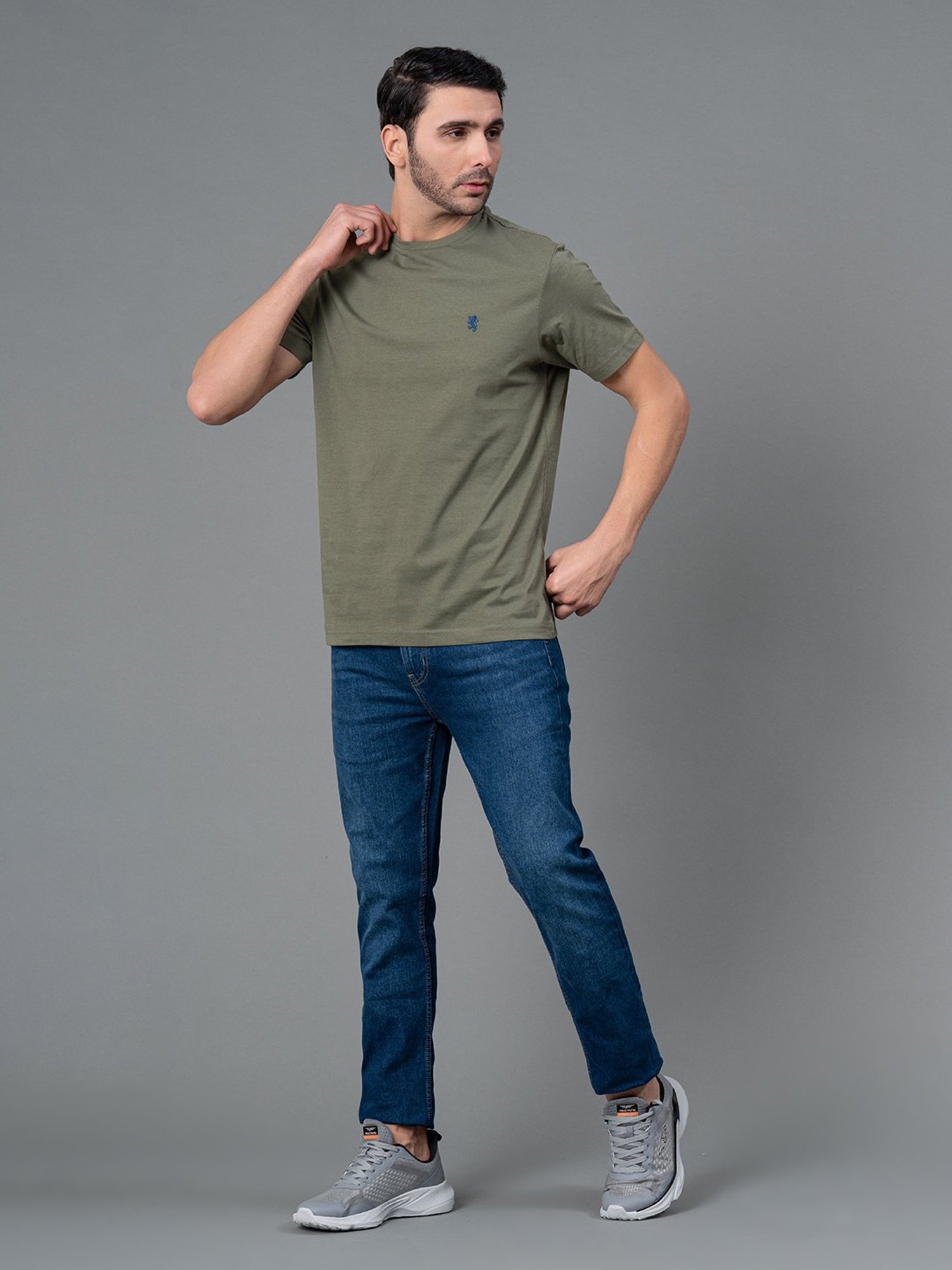 Red Tape Light Olive Regular Fit Cotton Crew T-Shirt