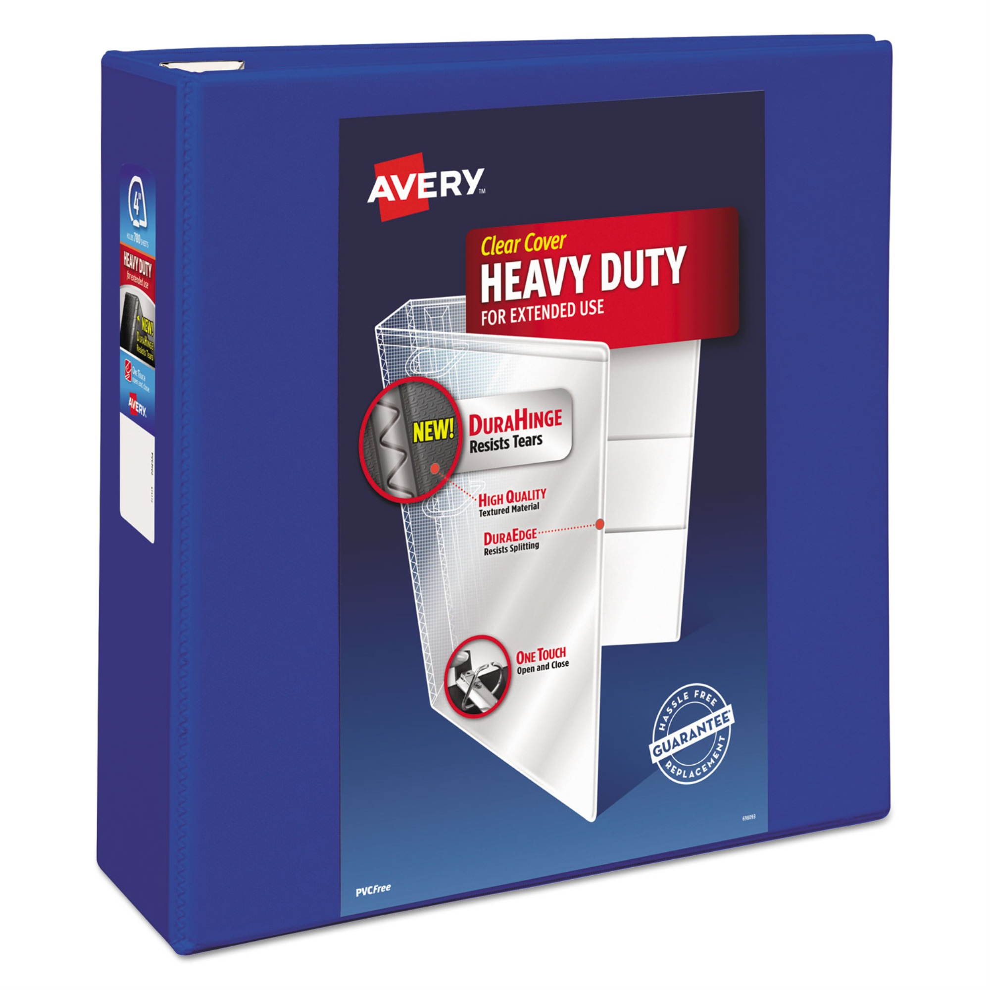 Avery Heavy-Duty View Binder with DuraHinge and One Touch EZD Rings ,BNDR,POLY, 4",PBE
