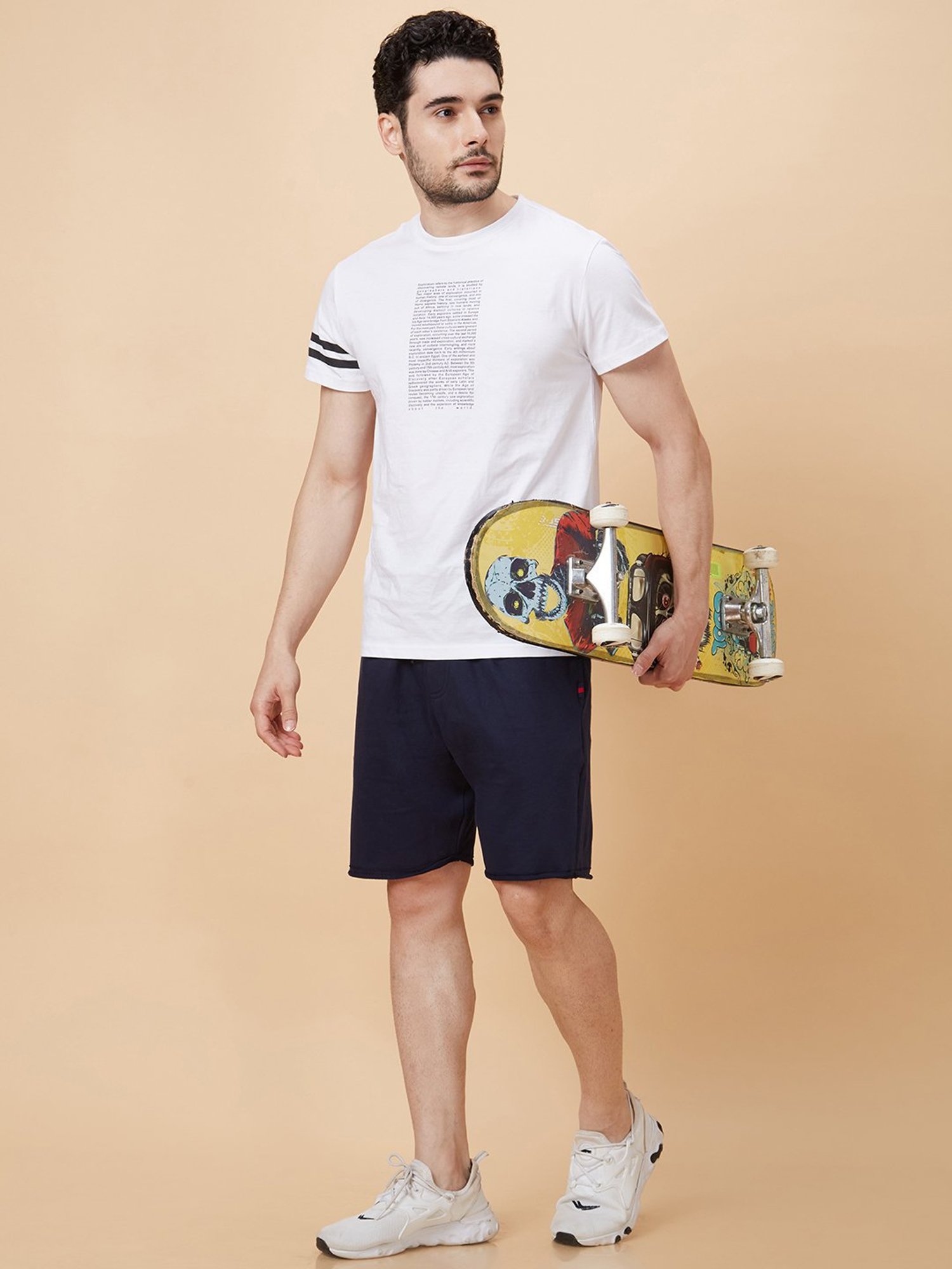 Globus Navy Regular Fit Cotton Sports Shorts