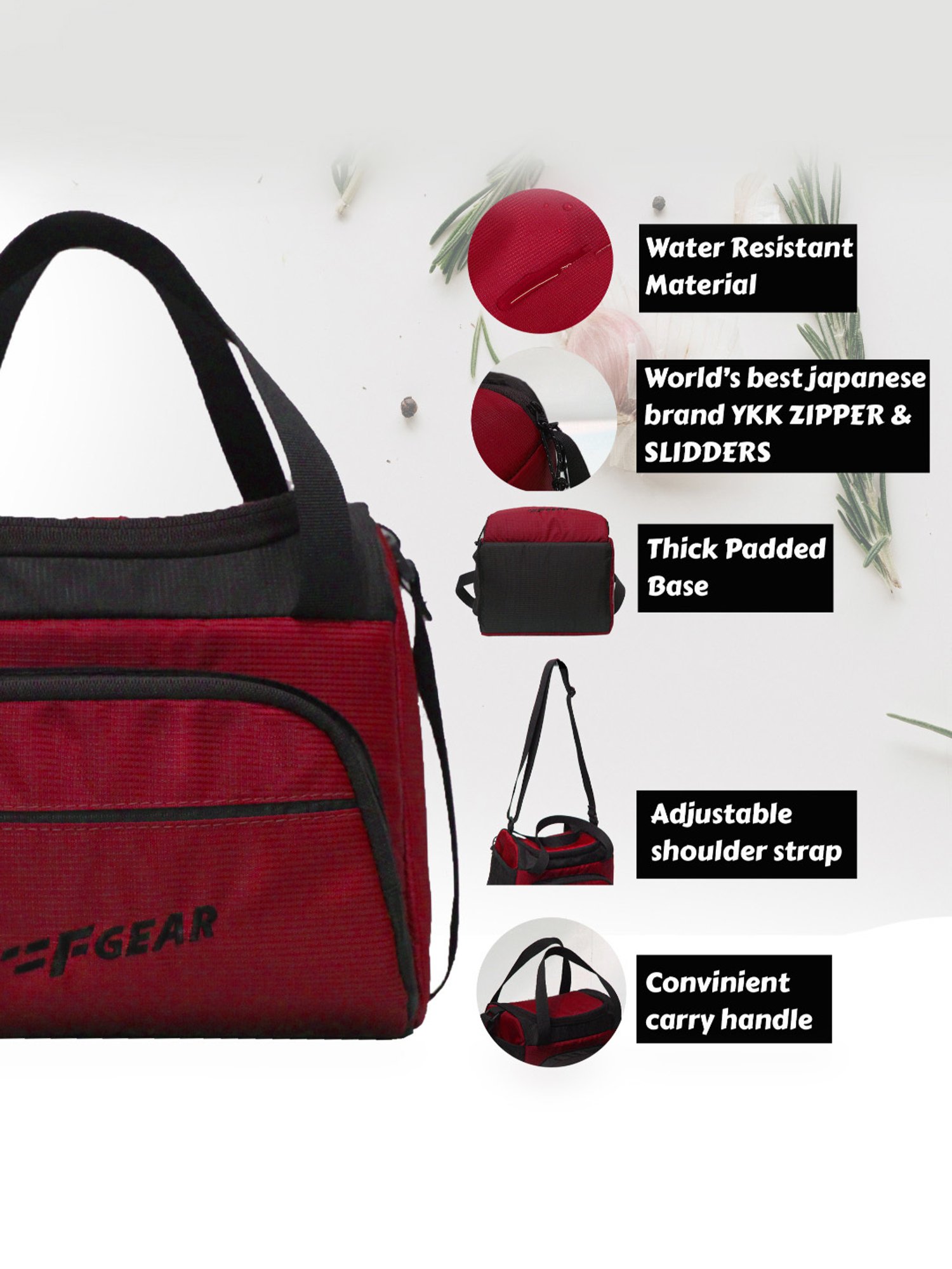 F Gear Yolo Red & Black Medium Lunch Bag