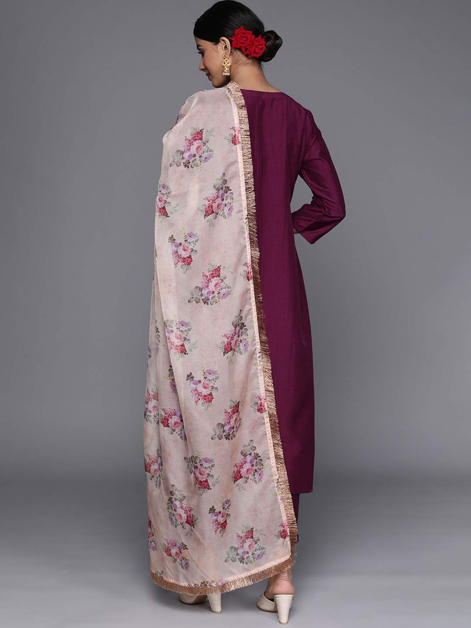 Varanga Purple Embroidered Kurta Pant Set With Dupatta