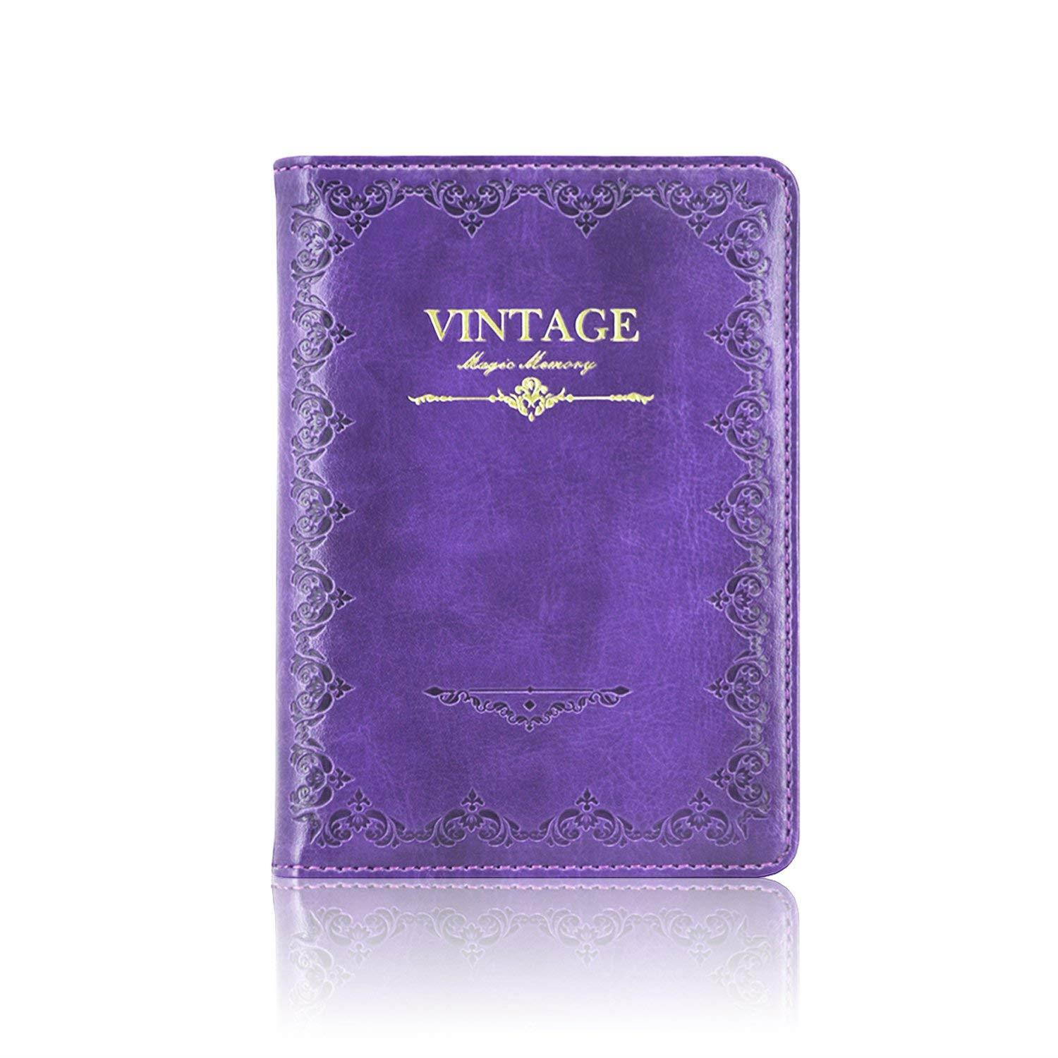 Passport Holder Case, ACdream Protective Premium PU Leather RFID Blocking Wallet Case for Passport, (Vintage-Purple)