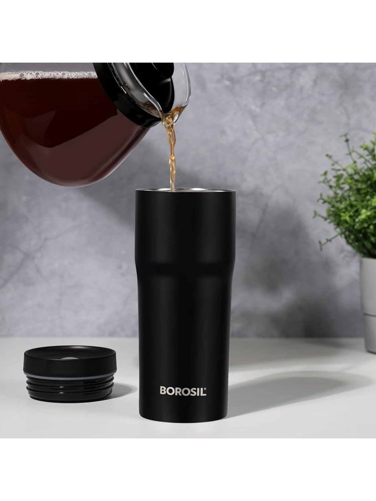 Borosil ?Black Stainless Steel Flasks (500 ML)