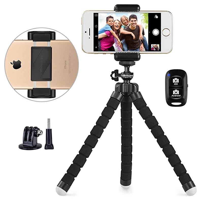 Phone Tripod  Portable and Adjustable Camera Stand Holder with Wireless Remote and Universal Clip Compatible with Cellphones Sports Camera