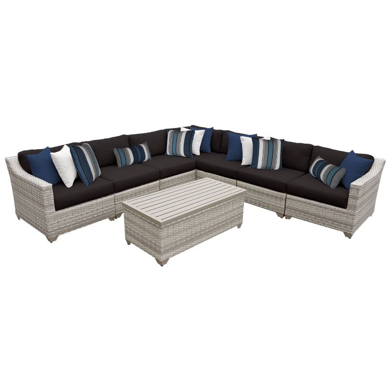 Farimont 8pc Patio Sectional Seating Set with Cushions - Black - TK Classics